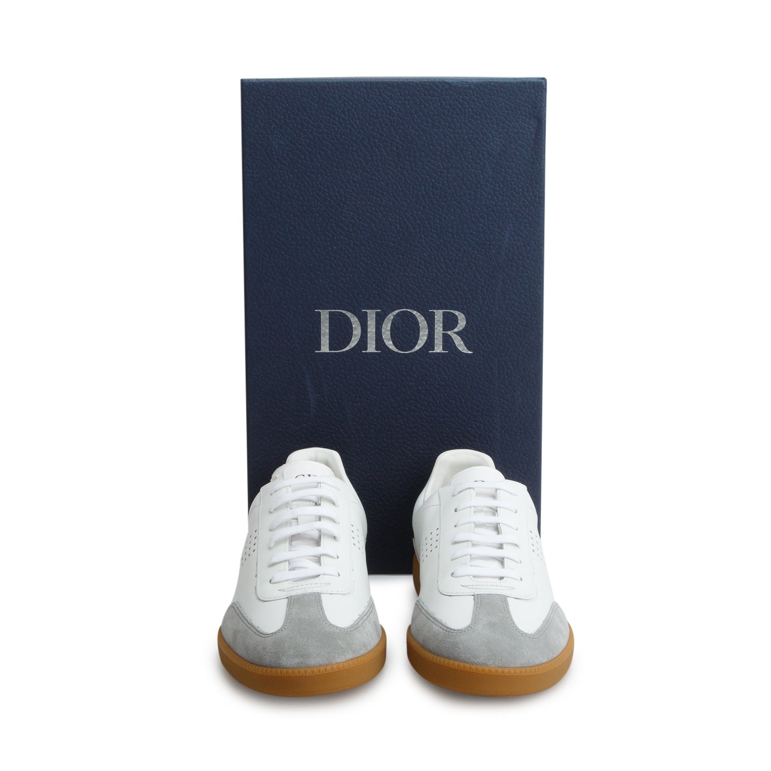 Christian Dior White/Grey/Black Leather Suede B01 Matchpoint Sneakers, Size 39 w/ Box