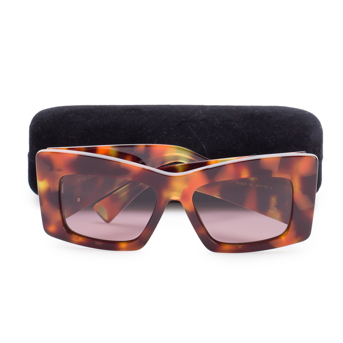 Gucci GG1842S Brown Havana Acetate Interlocking G Butterfly Sunglasses w/ Case