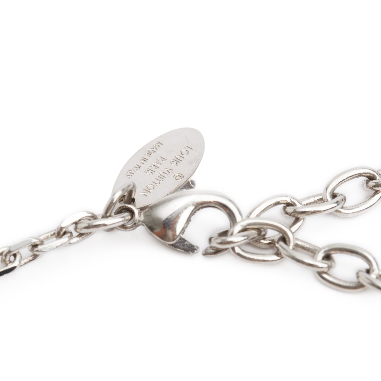 Louis Vuitton Palladium Plated Crystal Gamble Station Necklace