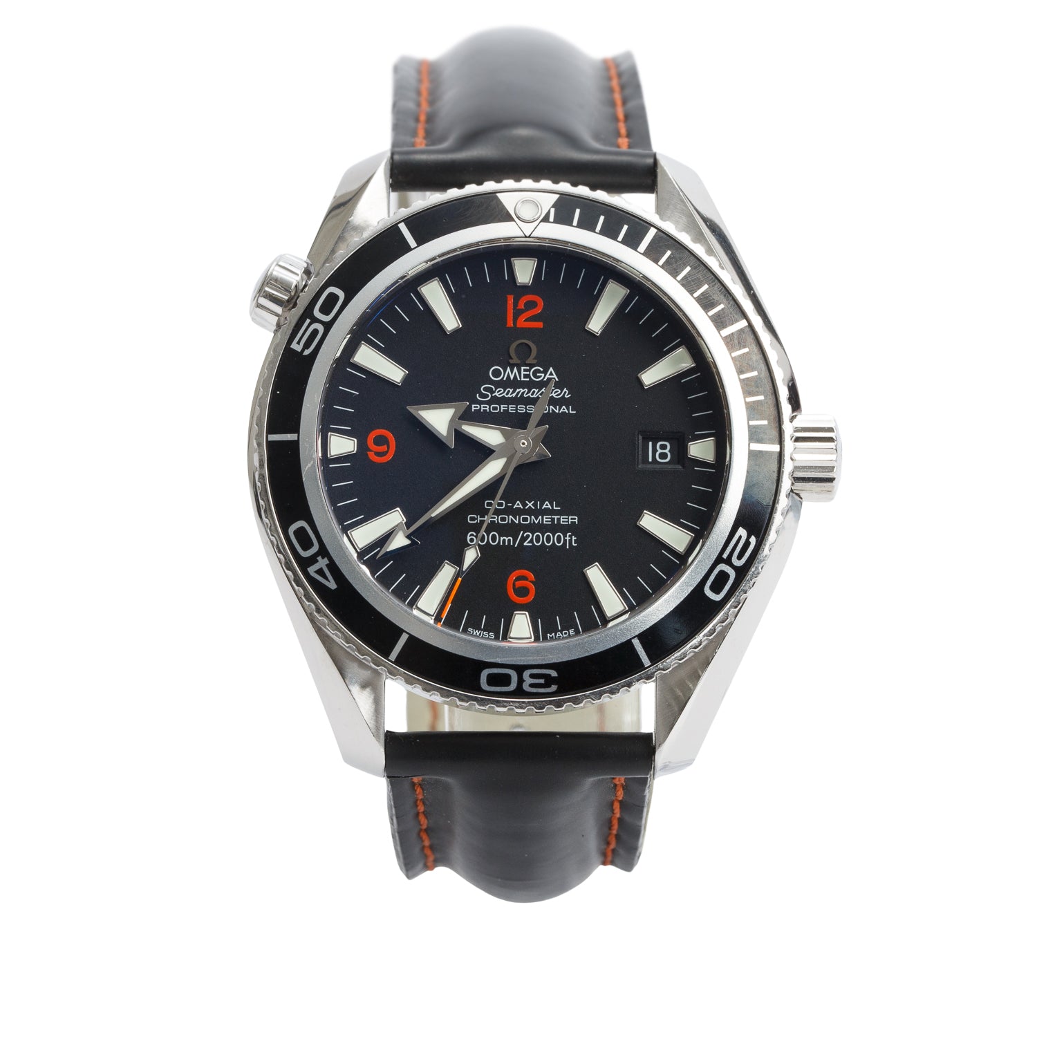 Omega Stainless Steel Seamaster Planet Ocean Co-Axial Chronometer 42 MM Automatic Watch Black Dial