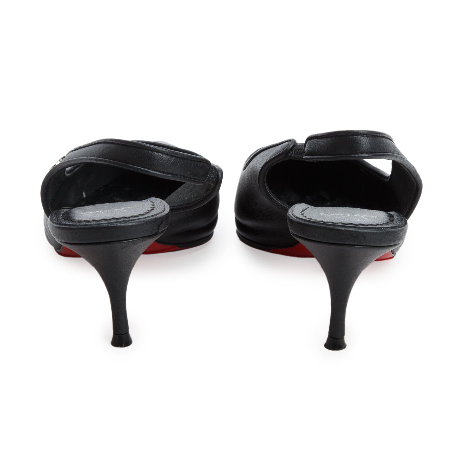 Christian Louboutin Black Leather Sporty Kate Sling 55 Pumps, Size 36 w/ Box