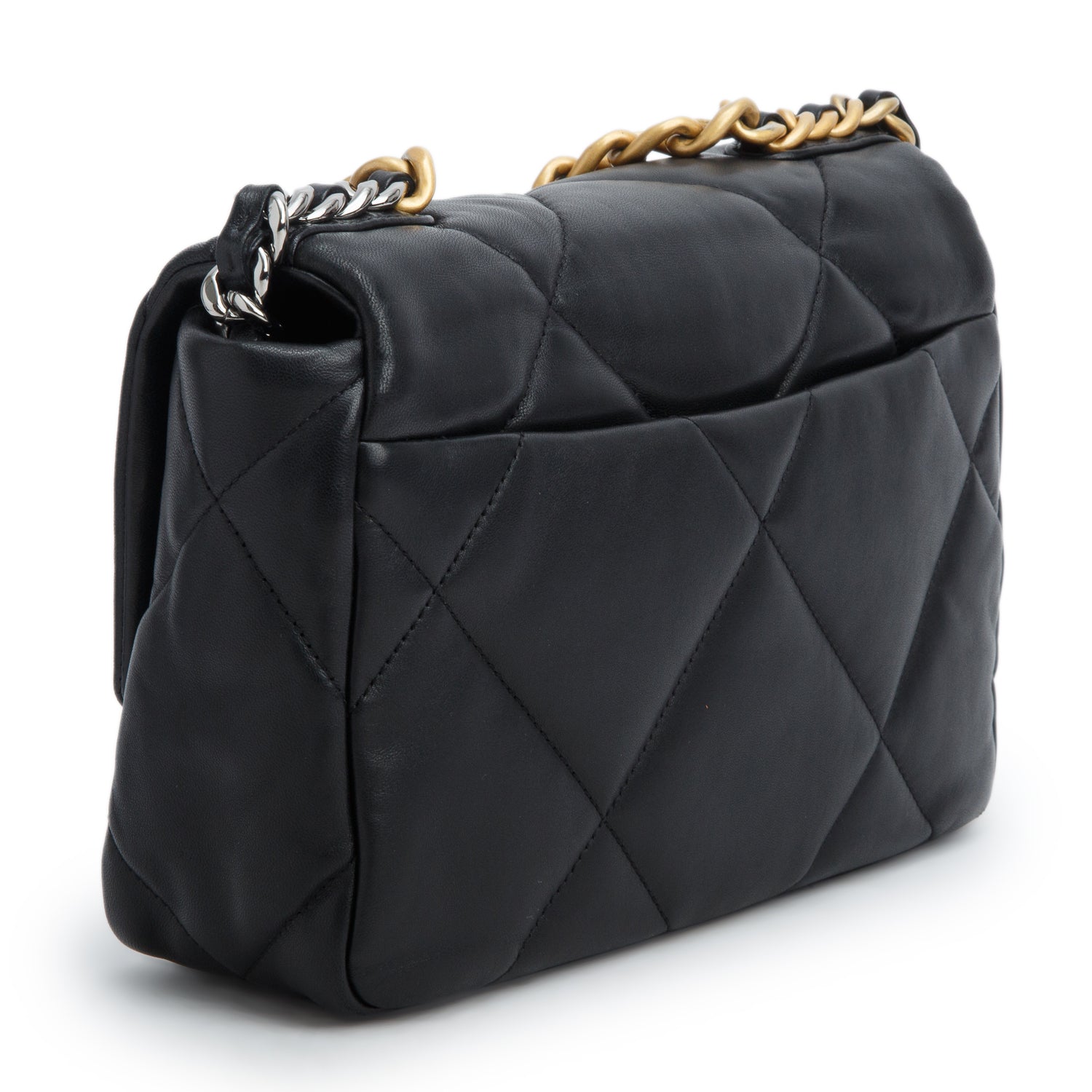 Chanel Black Lambskin Leather Medium 19 Flap Bag w/ Box
