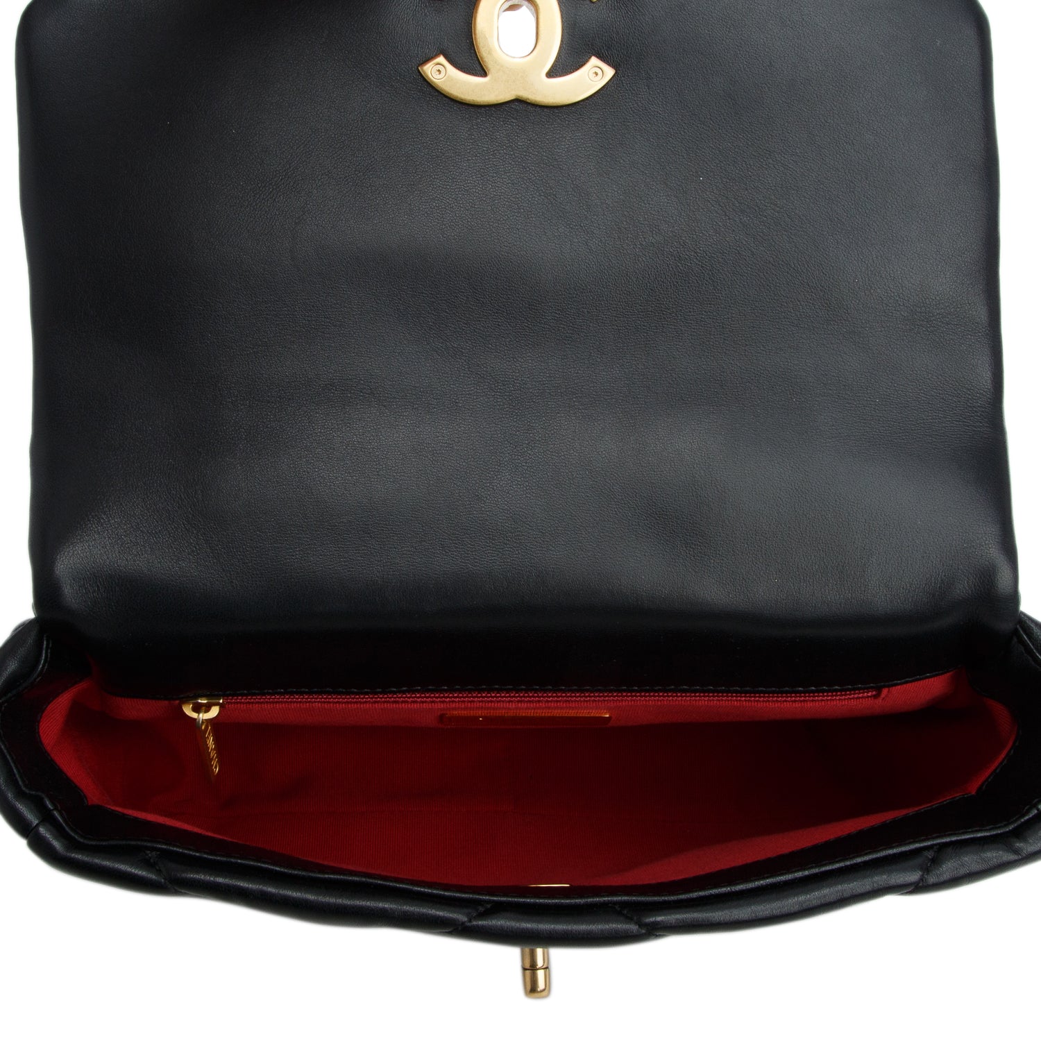 Chanel Black Lambskin Leather Medium 19 Flap Bag w/ Box