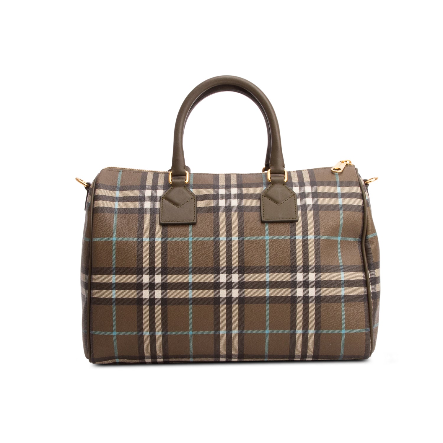 Burberry Green Vintage Check Medium Bowling Bag w/ Strap