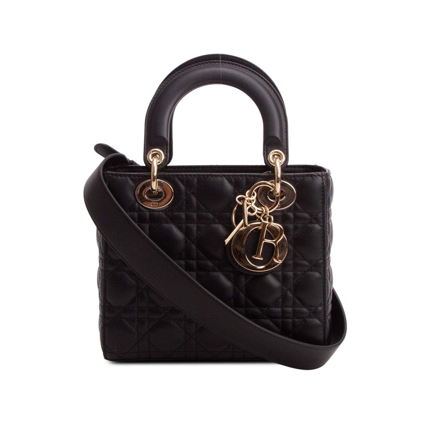 Christian Dior Black Calfskin Cannage Small My ABC Lady Dior w/ Box, Authenticity & Strap