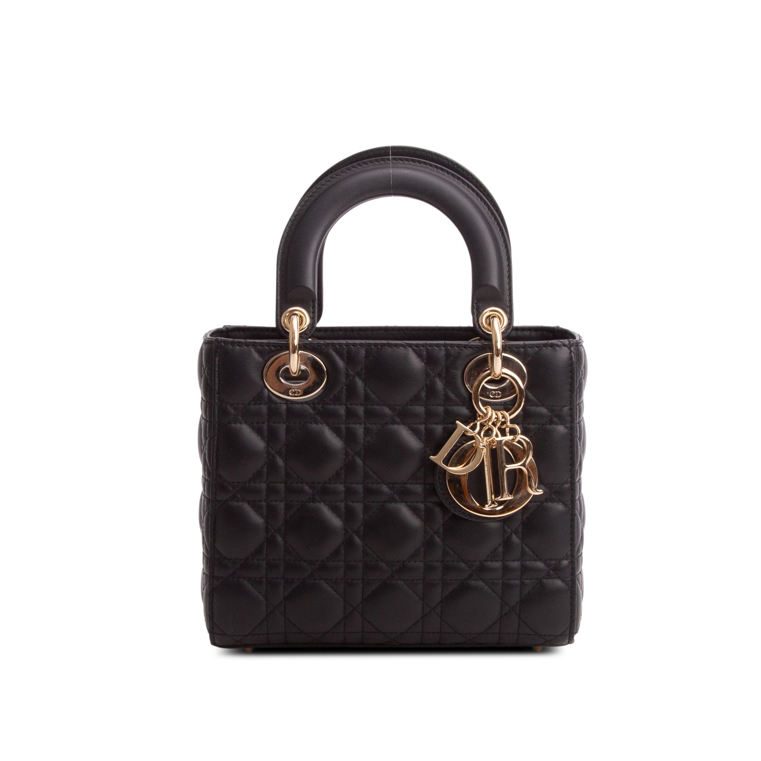 Christian Dior Black Calfskin Cannage Small My ABC Lady Dior w/ Box, Authenticity & Strap