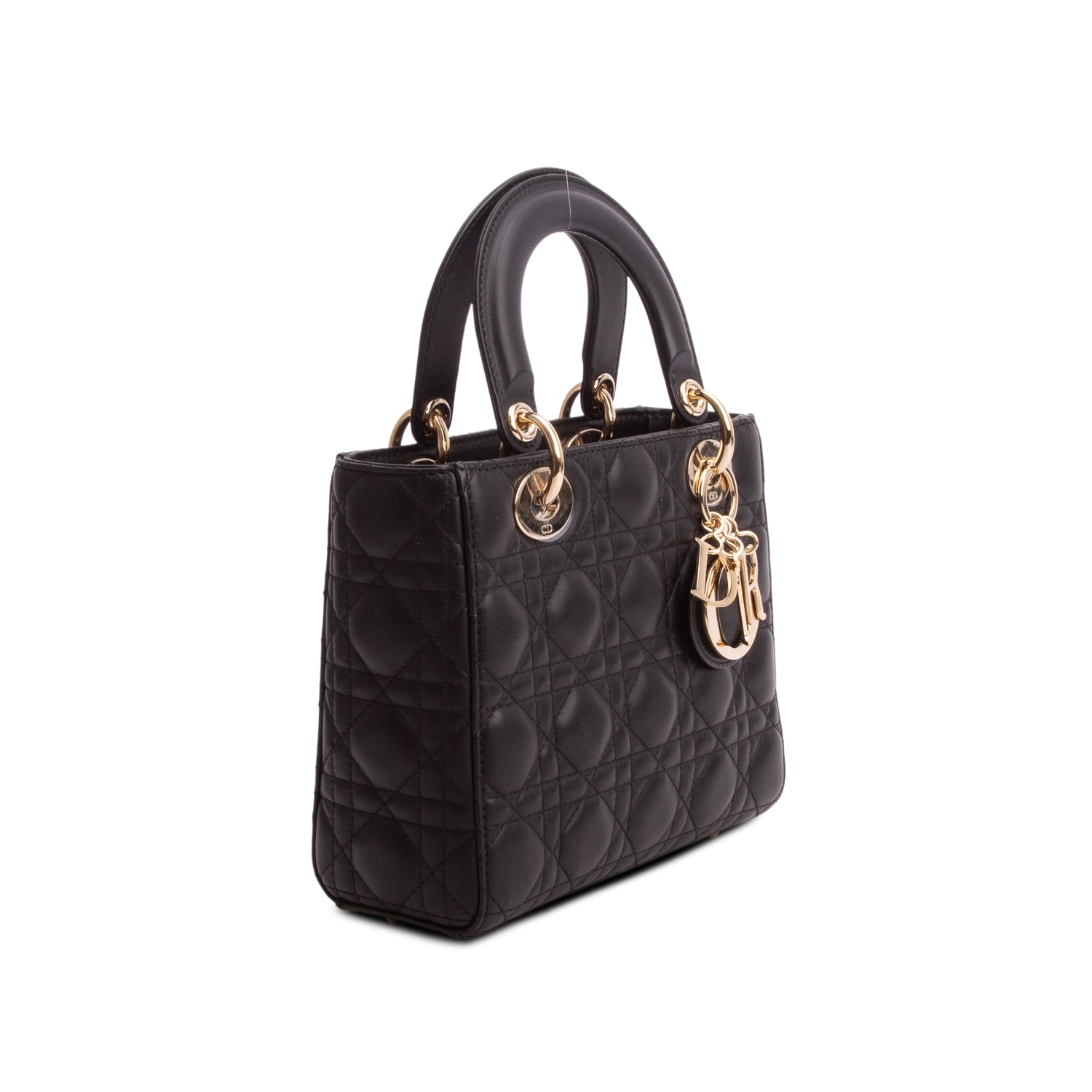 Christian Dior Black Calfskin Cannage Small My ABC Lady Dior w/ Box, Authenticity & Strap