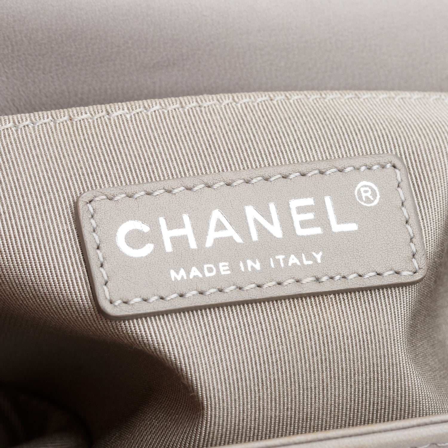 Chanel Grey Lambskin Quilted Small Boy Bag w/ Authenticity Card
