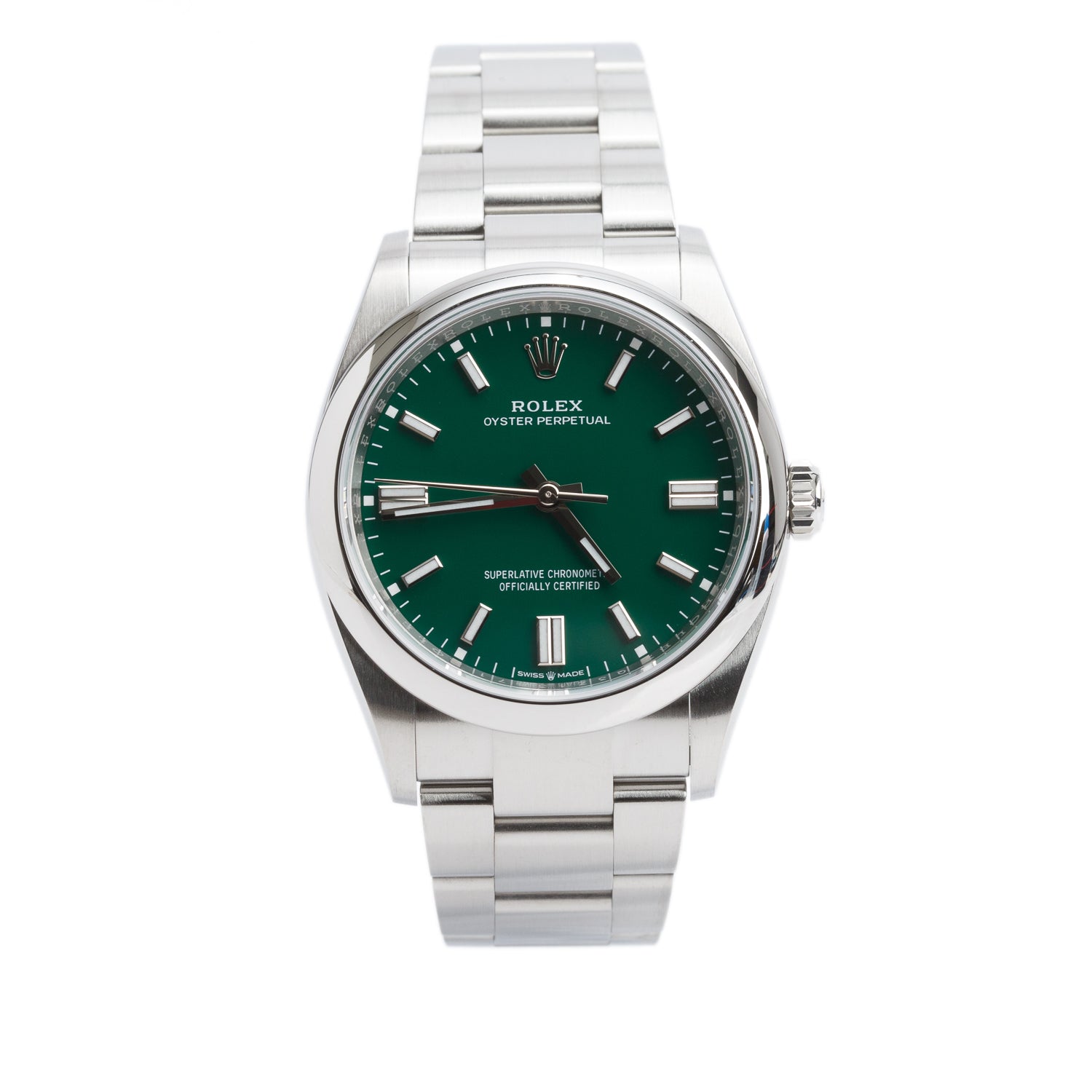 Rolex 2023 Stainless Steel Oyster Perpetual 36 MM Watch Green Dial 126000 w/ Papers