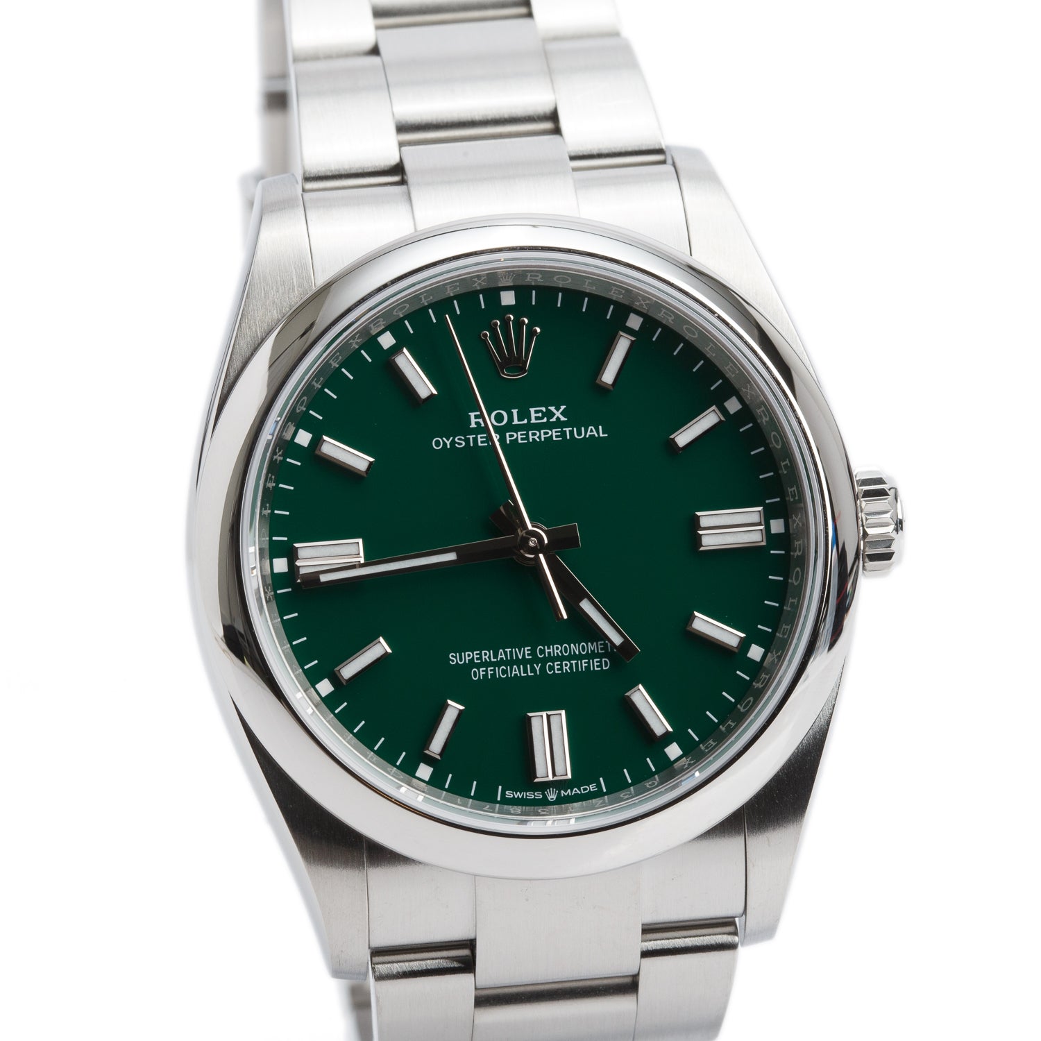 Rolex 2023 Stainless Steel Oyster Perpetual 36 MM Watch Green Dial 126000 w/ Papers