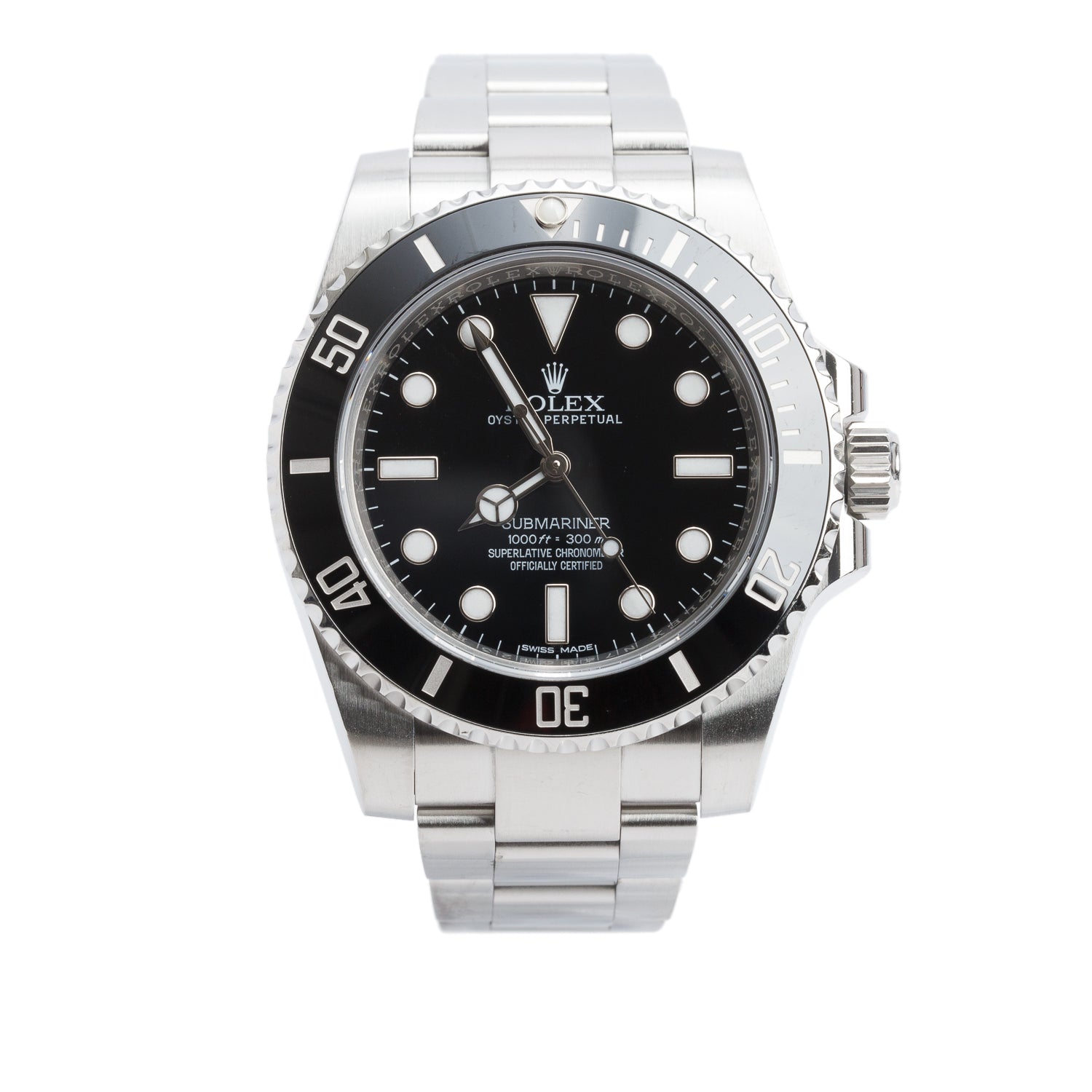 Rolex Stainless Steel Submariner (No Date) 40 MM Automatic Watch Black Dial 114060 w/ Box & Papers