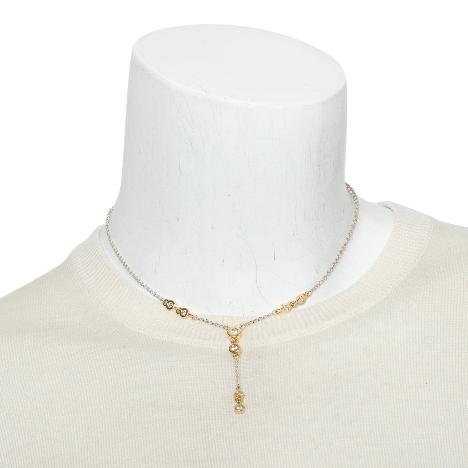 Givenchy Vintage Two-Tone Metal Crystal Lavalier Necklace
