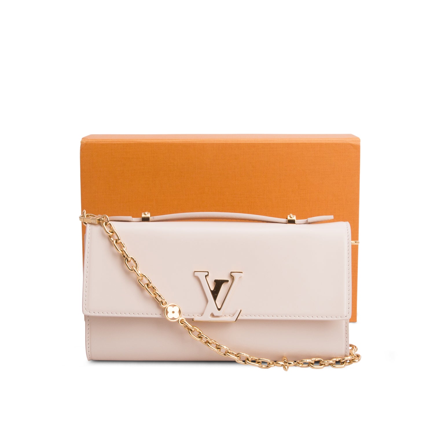 Louis Vuitton Cream Shiny Calfskin Capucines Wallet on Chain w/ Box & Straps