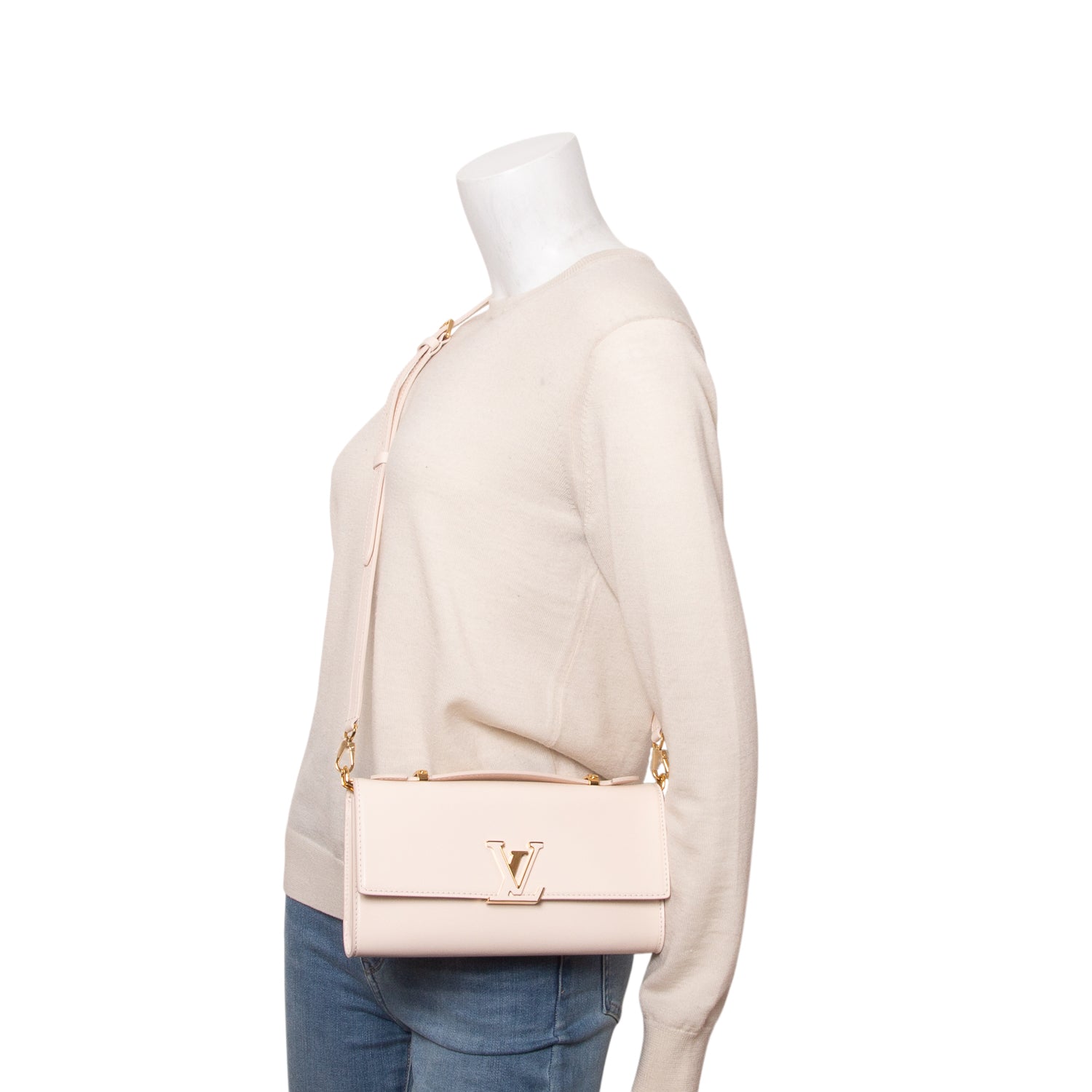 Louis Vuitton Cream Shiny Calfskin Capucines Wallet on Chain w/ Box & Straps