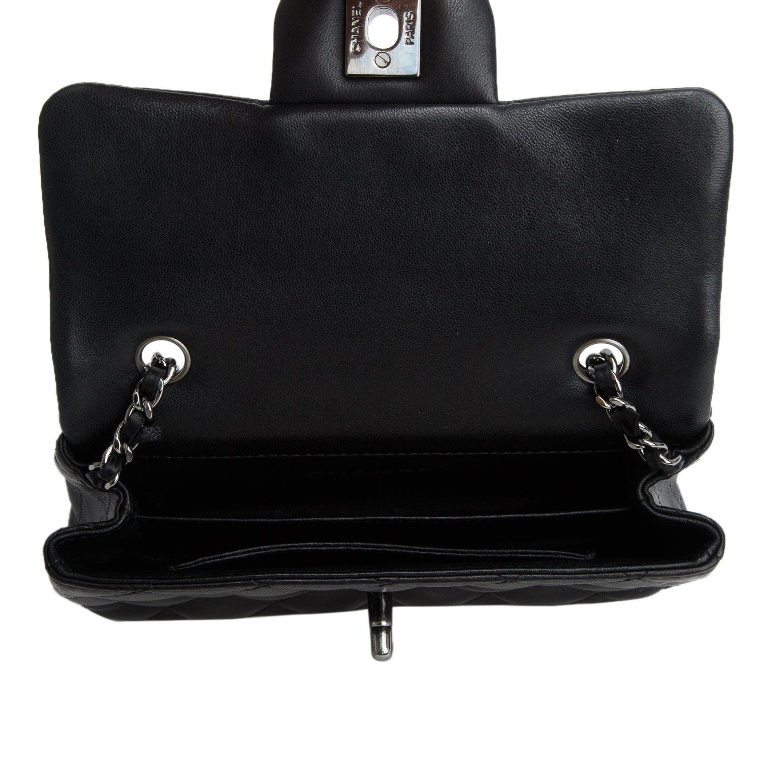 Chanel Black Lambskin Quilted Extra Mini Rectangular Flap