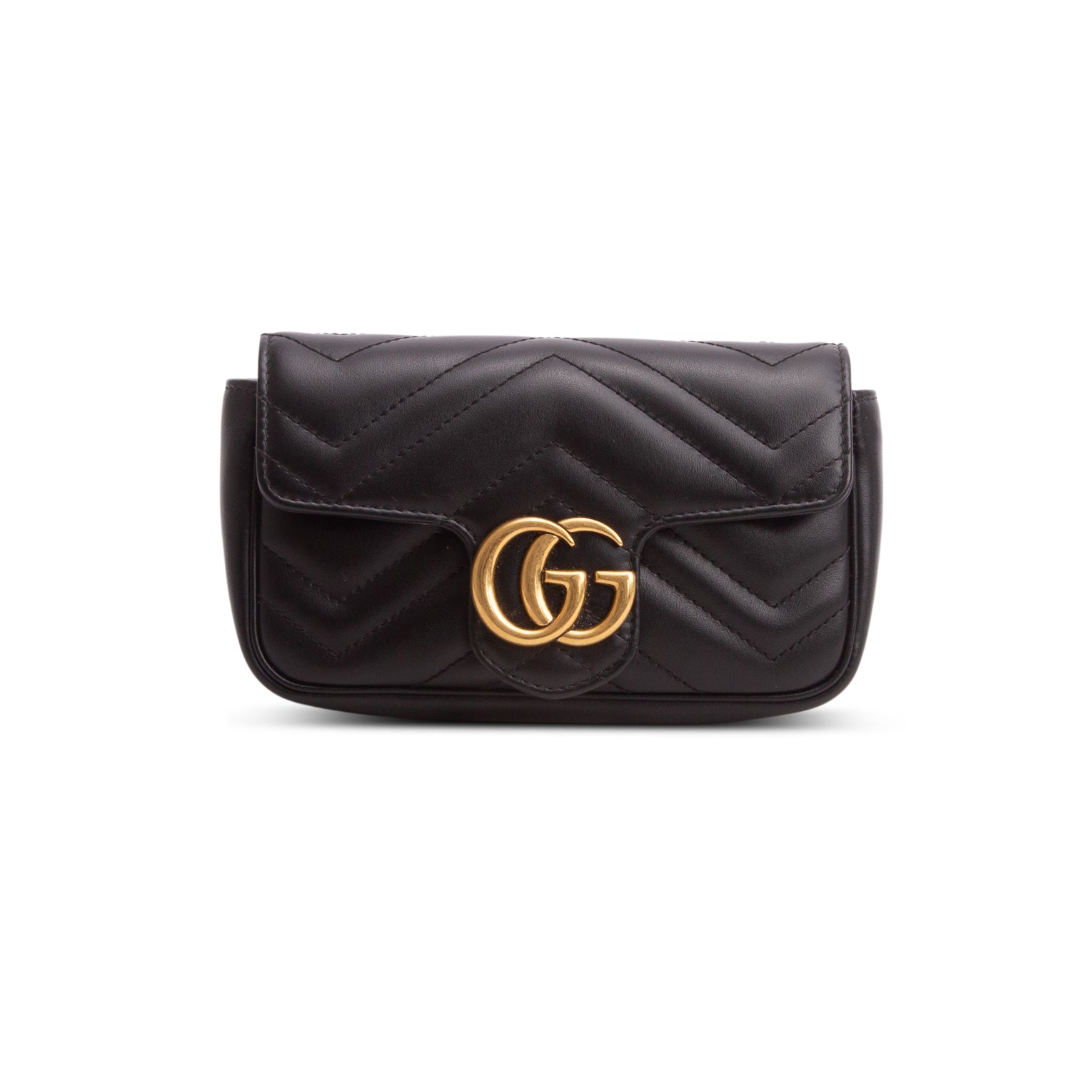 Gucci Black GG Marmont Matelasse Leather Super Mini Bag