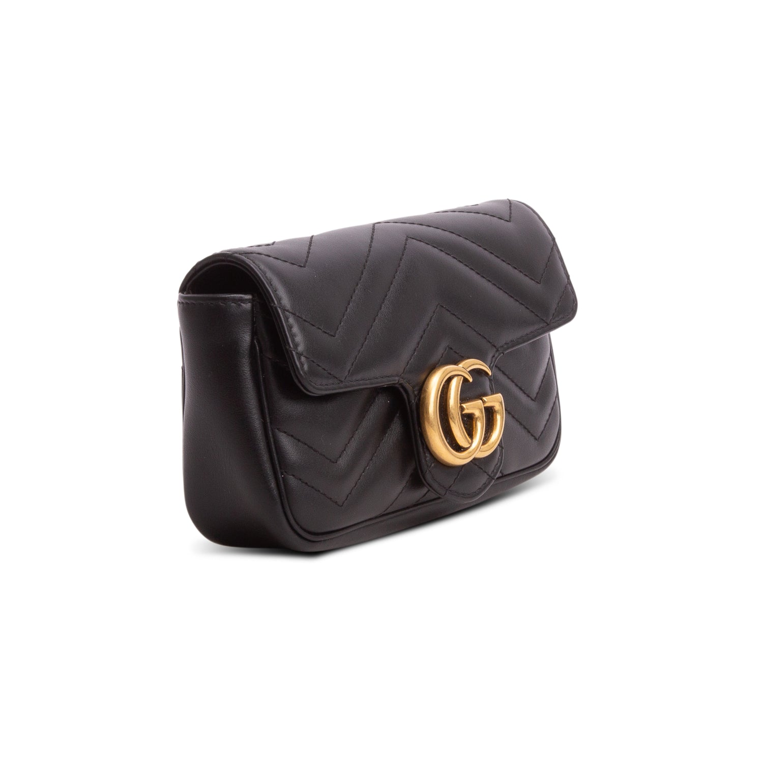 Gucci Black GG Marmont Matelasse Leather Super Mini Bag