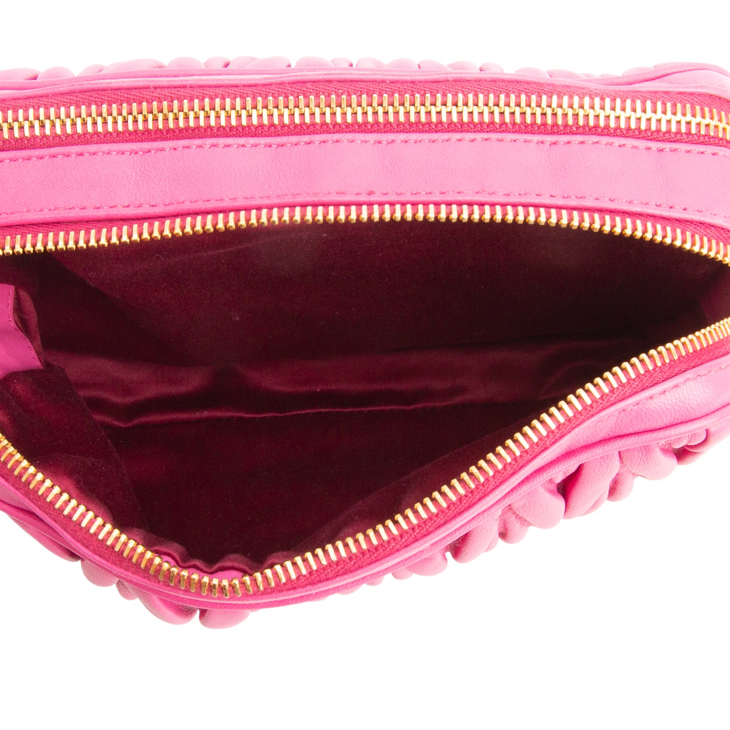 Miu Miu Pink Matelasse Leather Mini Double Zip Crossbody Bag w/ Authenticity Card