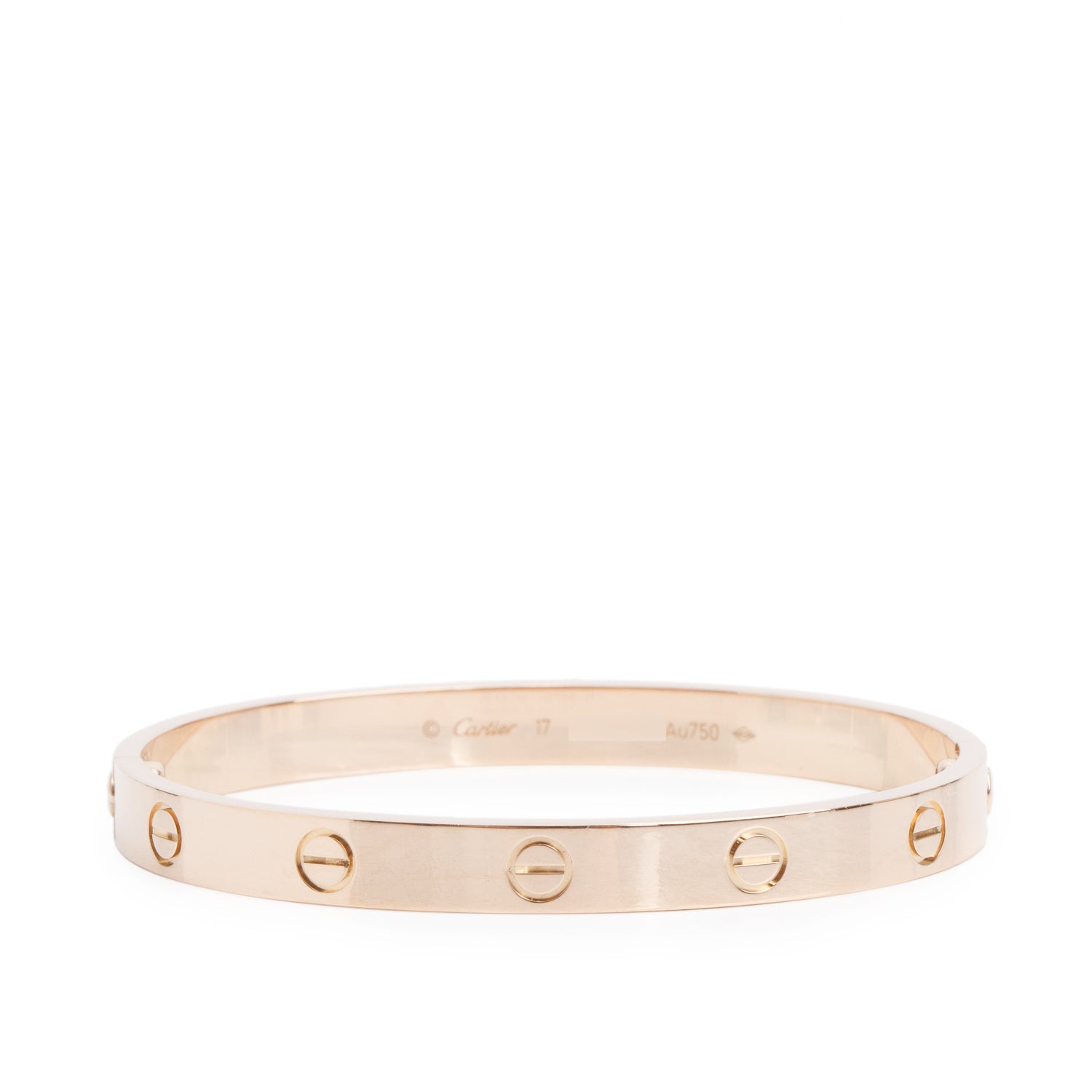Cartier 18k Rose Gold Love Bracelet, Classic Model, Size 17 w/ Box & Receipt
