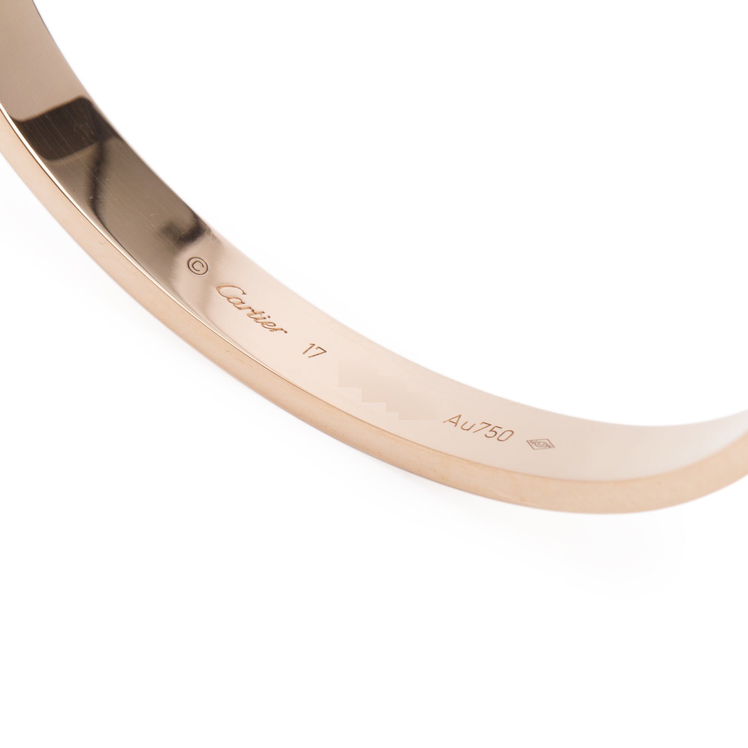 Cartier 18k Rose Gold Love Bracelet, Classic Model, Size 17 w/ Box & Receipt