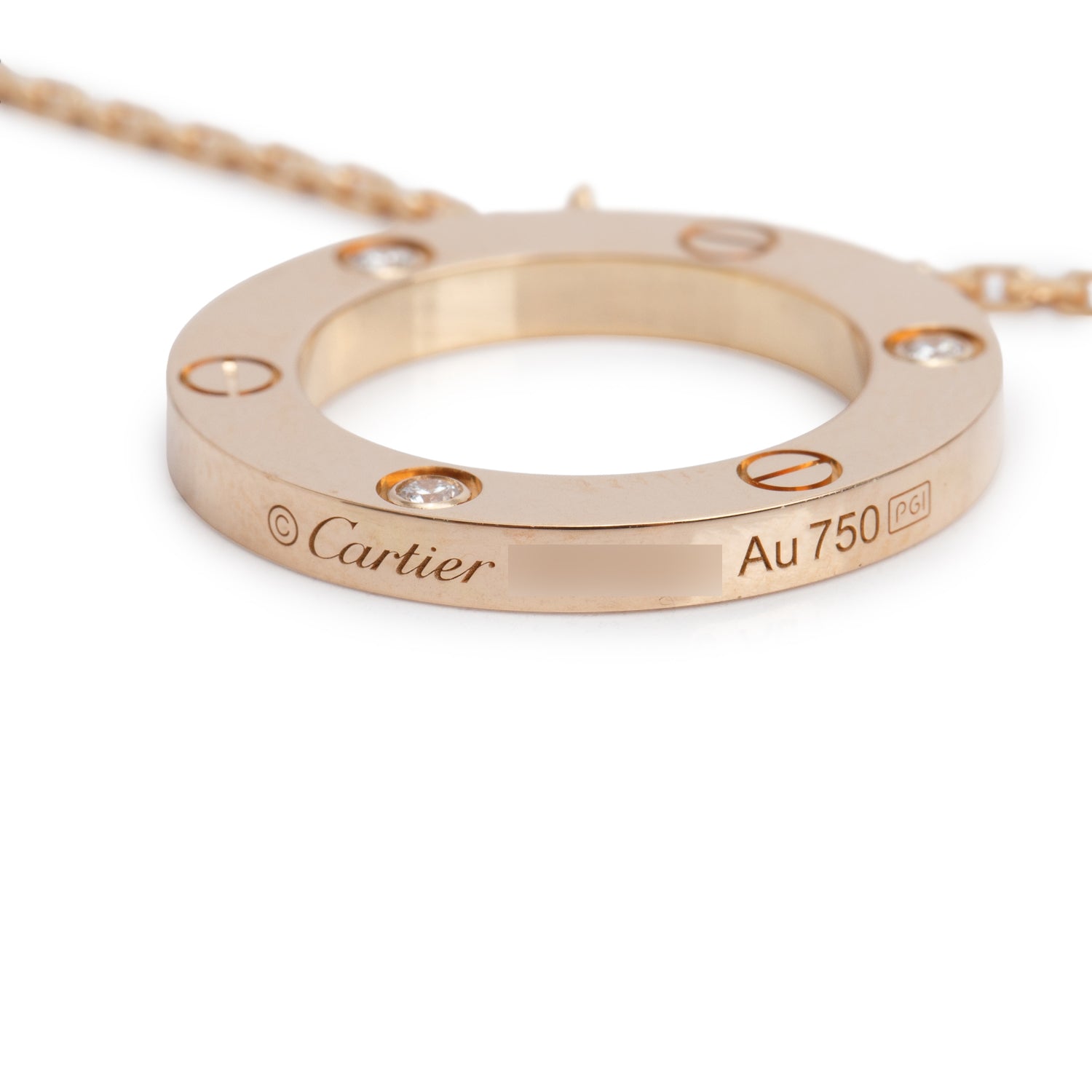 Cartier 2022 18k Rose Gold 3 Diamond Love Pendant Necklace w/ Box, Receipt & Certificate