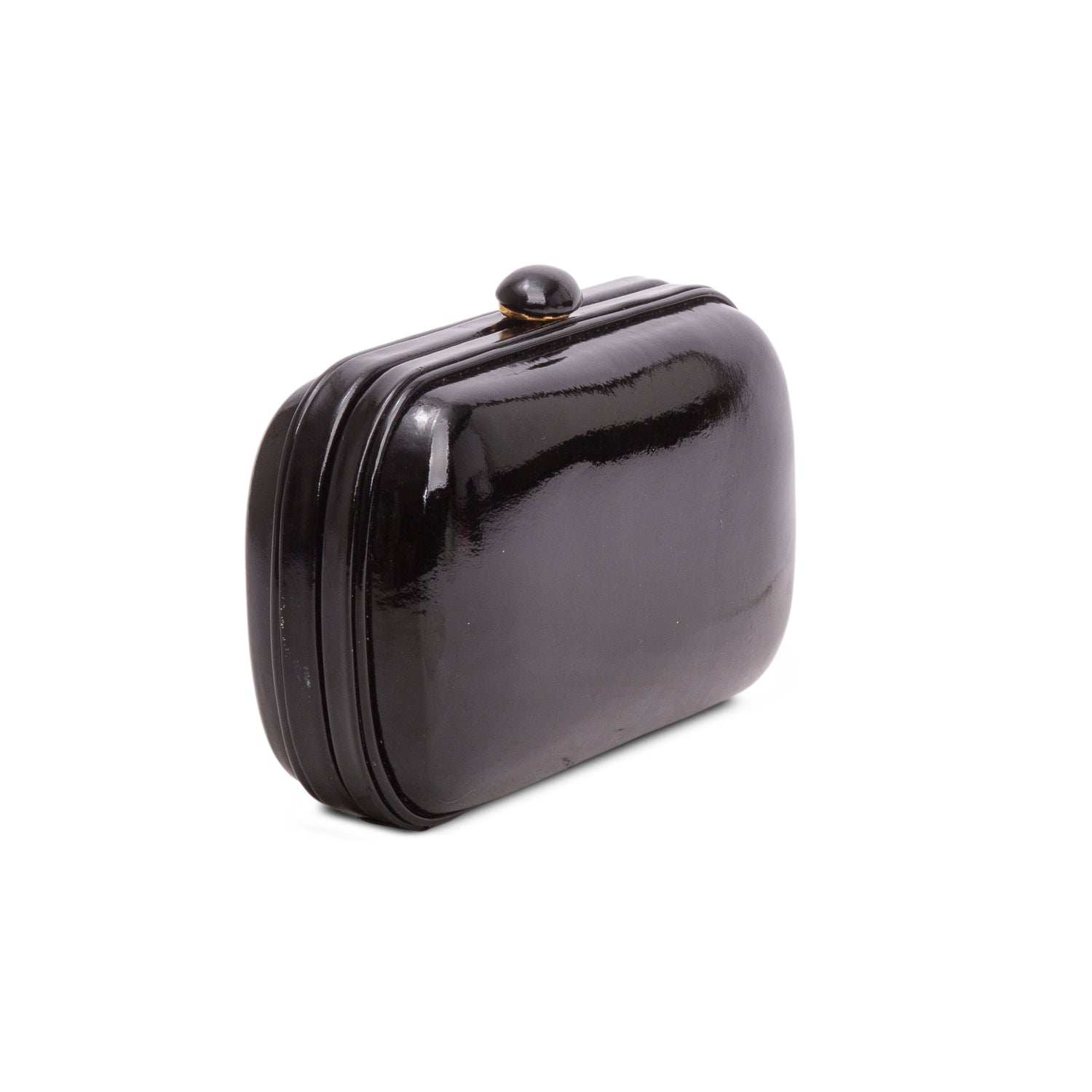 Bottega Veneta Black Patent Leather Knot Clutch