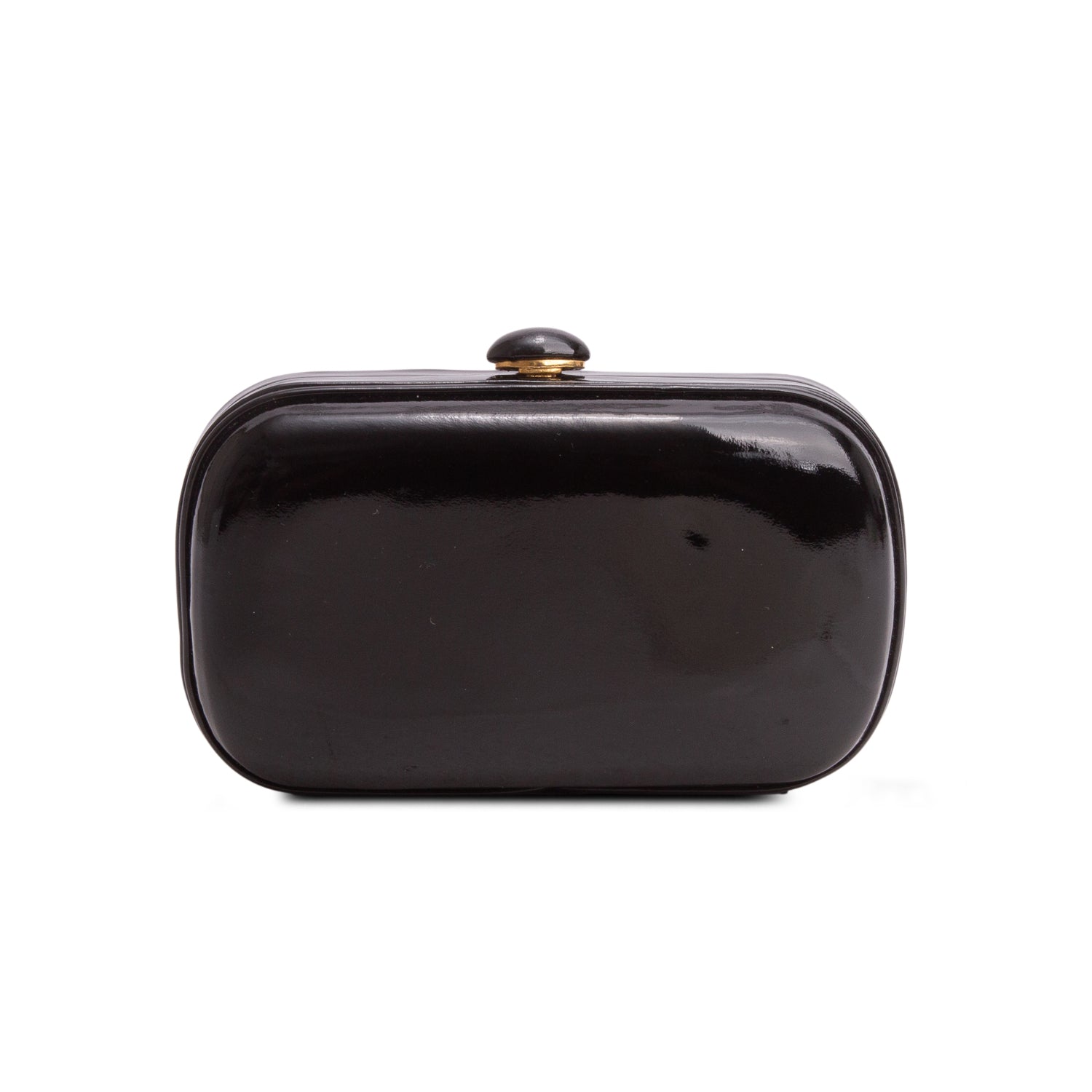 Bottega Veneta Black Patent Leather Knot Clutch