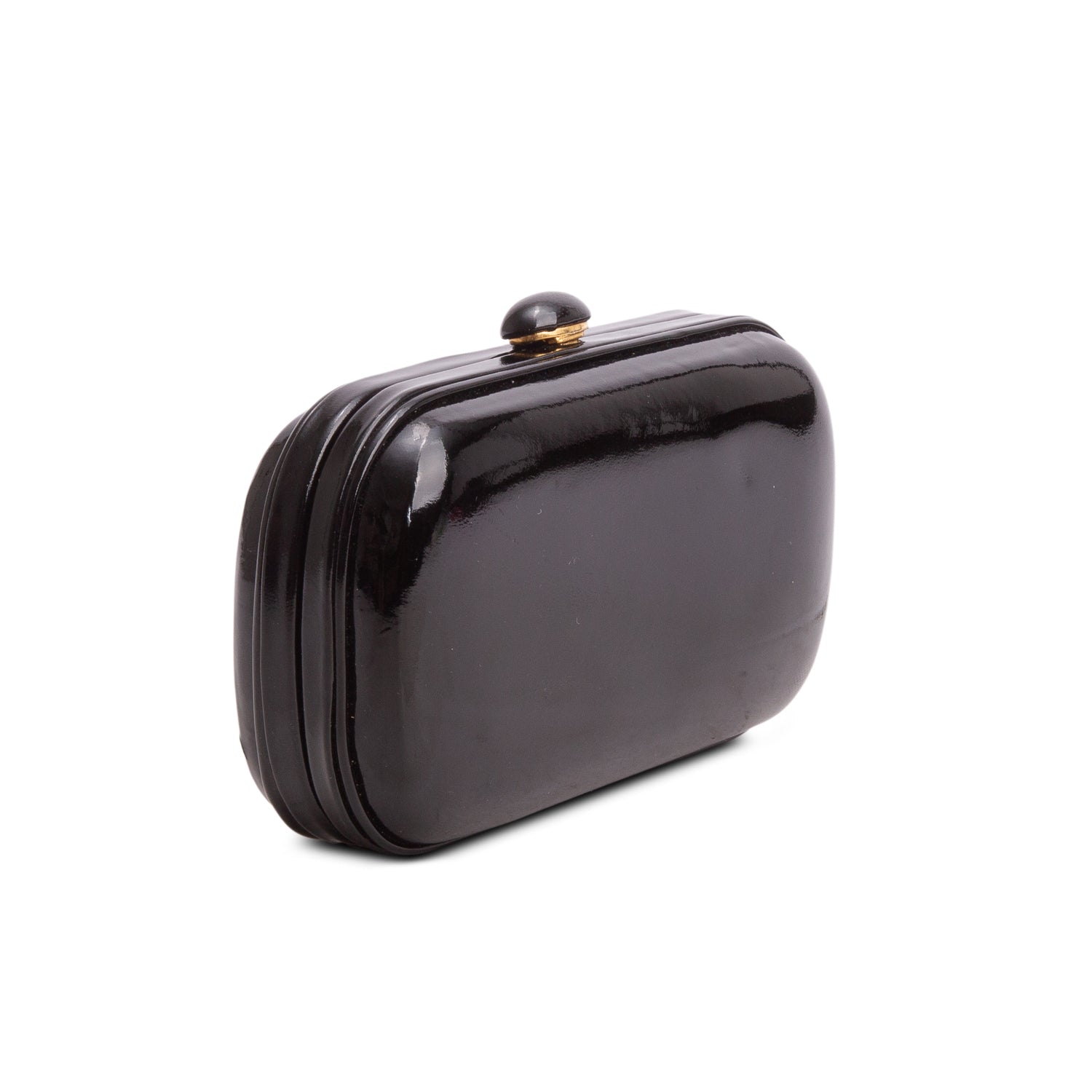 Bottega Veneta Black Patent Leather Knot Clutch