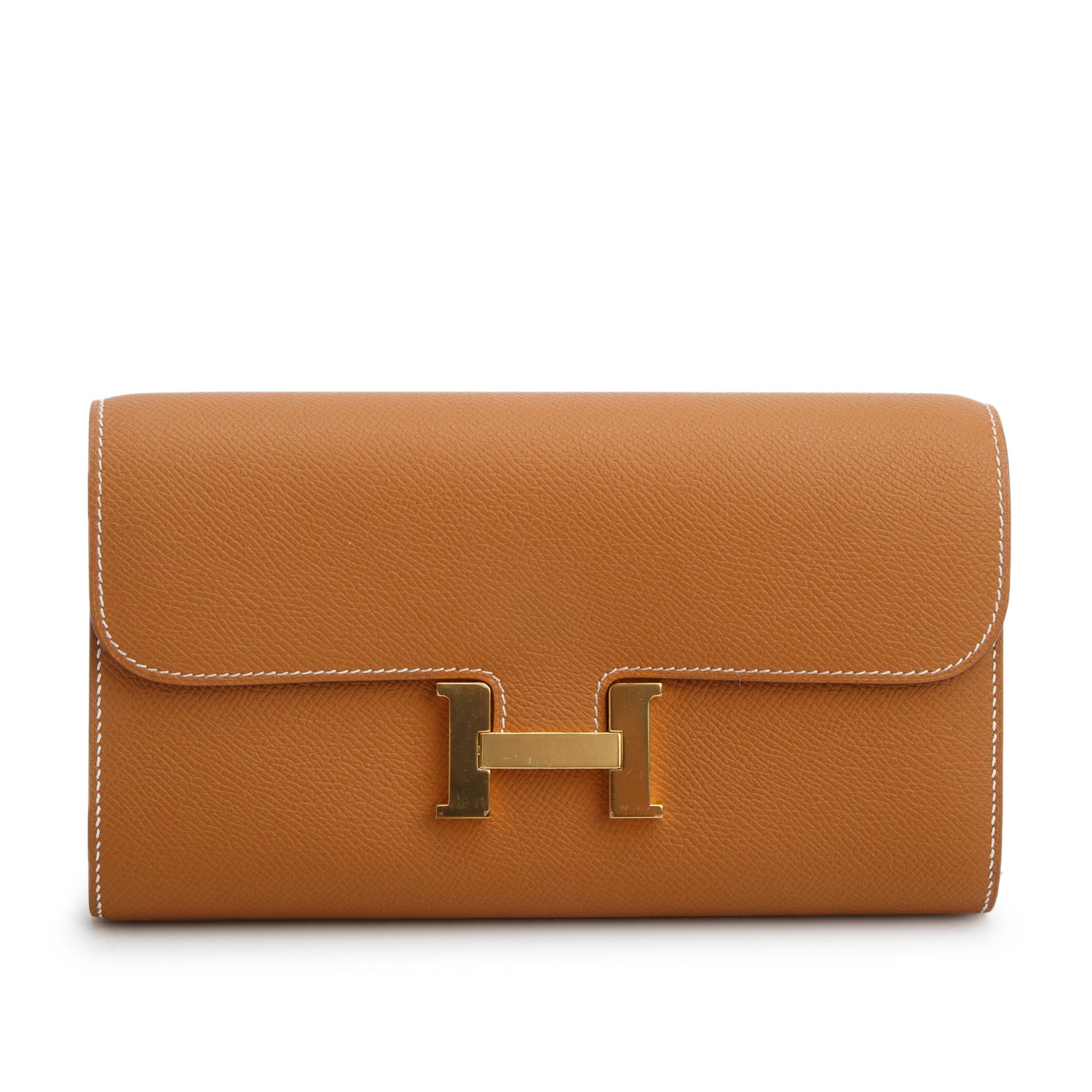 Hermes 2022 Gold Epsom Constance Wallet To Go w/ Box & Strap