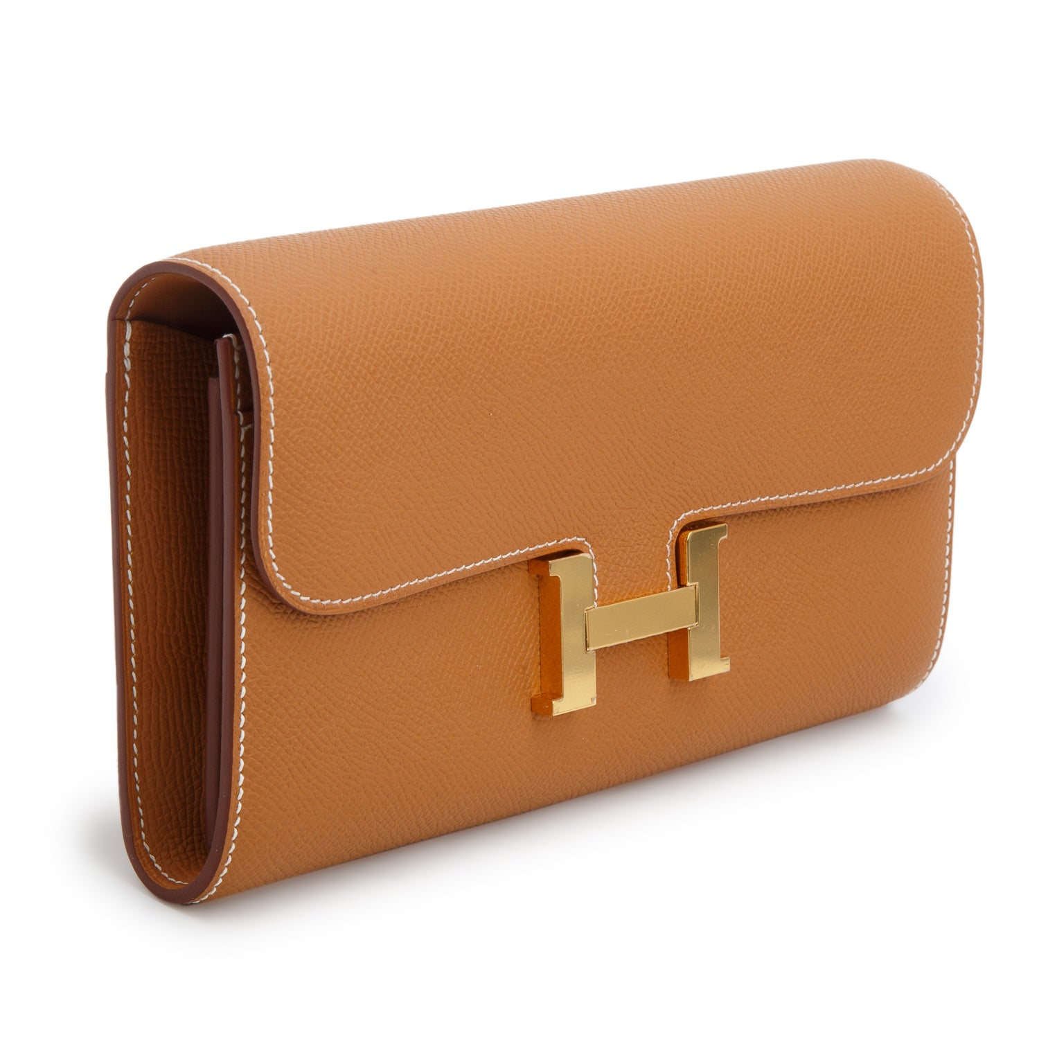 Hermes 2022 Gold Epsom Constance Wallet To Go w/ Box & Strap