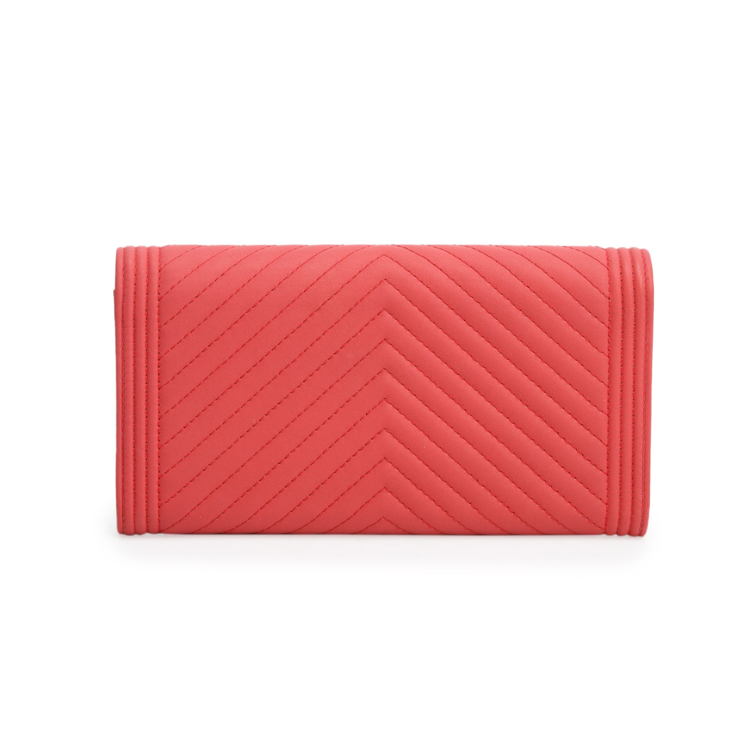 Chanel Pink Lambskin Chevron Boy Flap Wallet