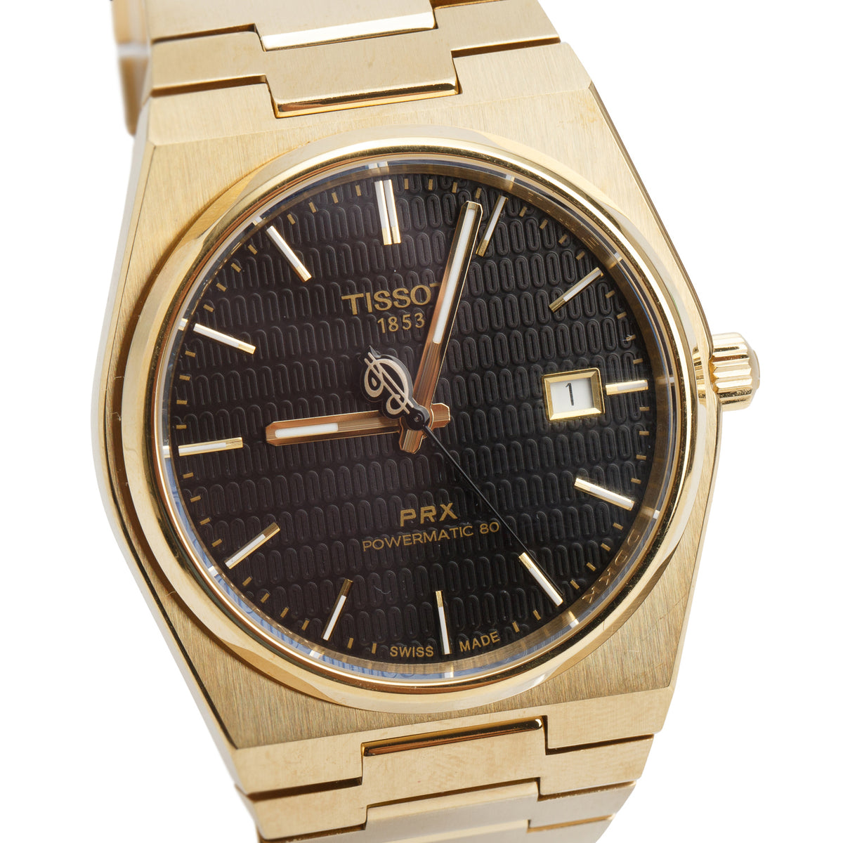 Tissot Gold-Plated Stainless Steel PRX Damian Lillard Special Edition 40 MM Automatic Watch Black Dial w/ Box