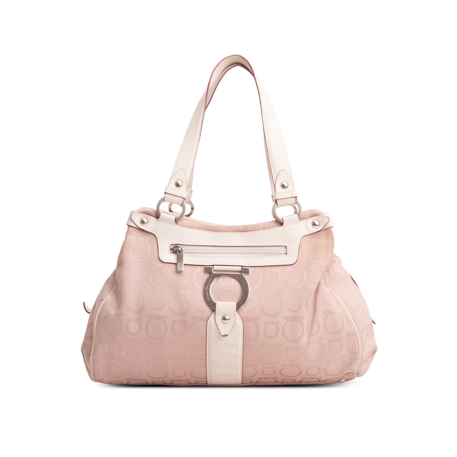 Ferragamo Pink Canvas Gancini Top Handle Bag