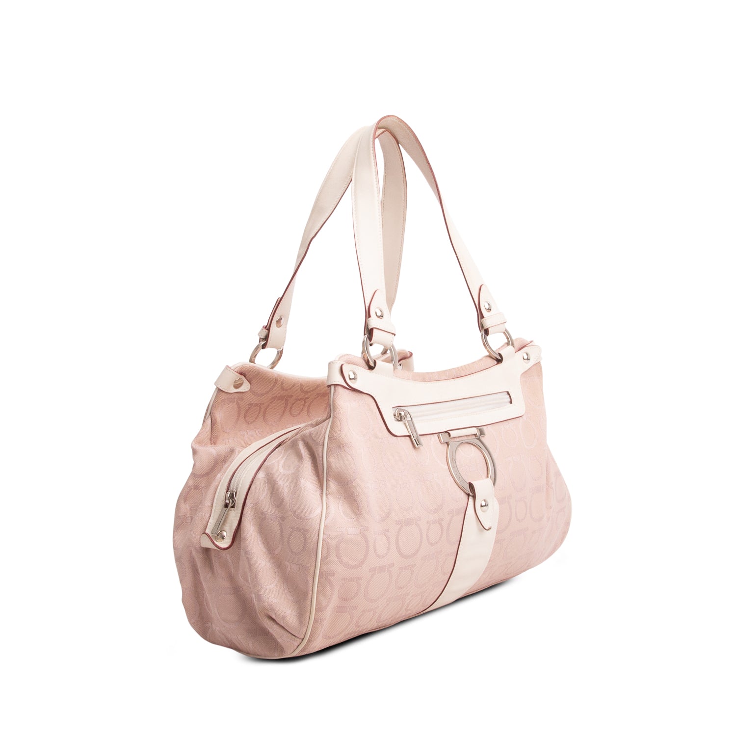 Ferragamo Pink Canvas Gancini Top Handle Bag