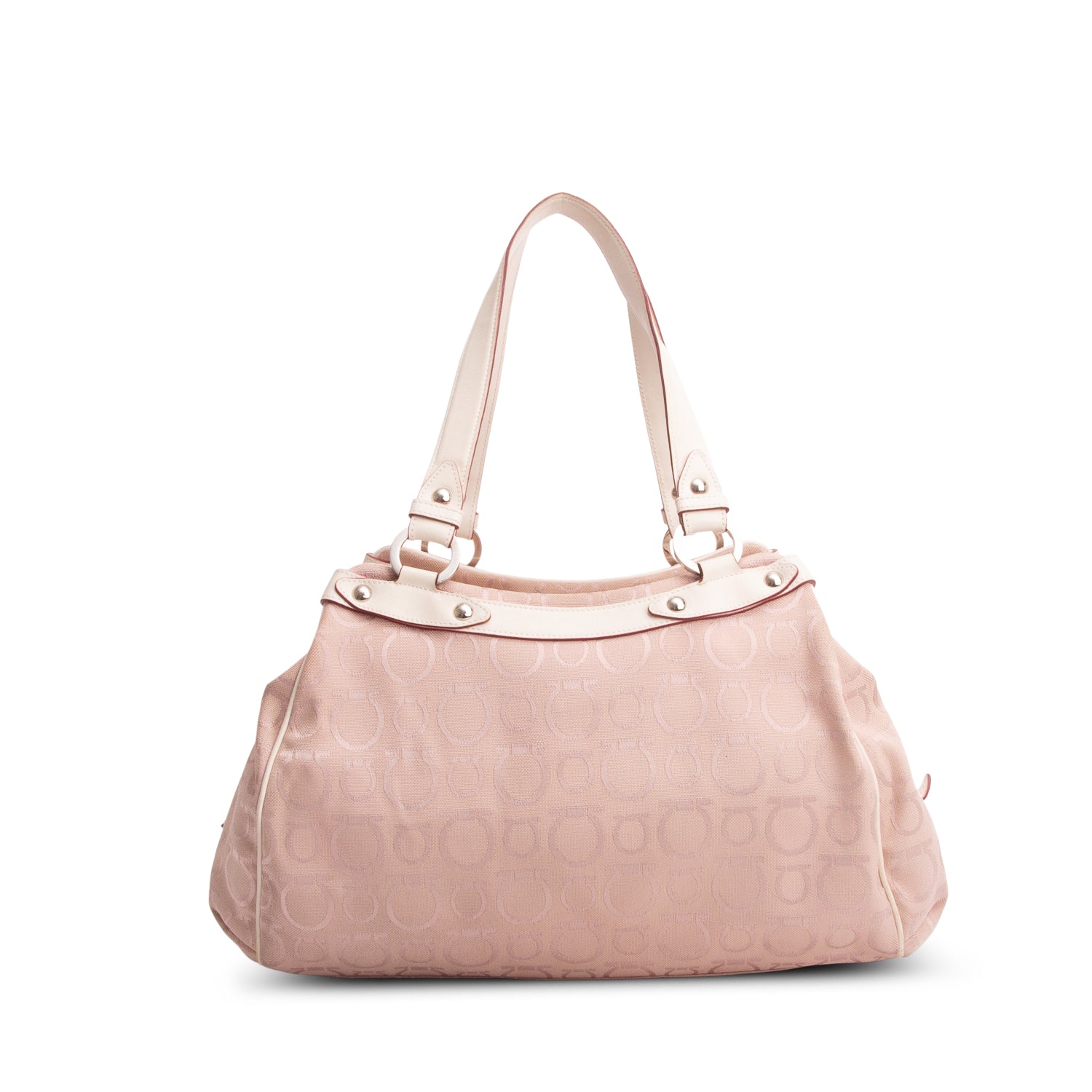Ferragamo Pink Canvas Gancini Top Handle Bag