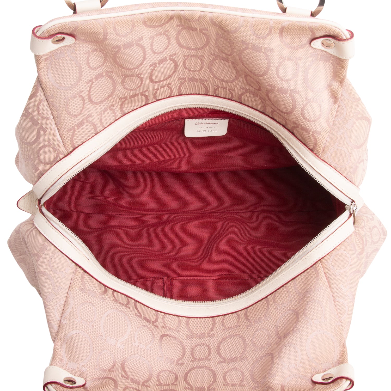 Ferragamo Pink Canvas Gancini Top Handle Bag