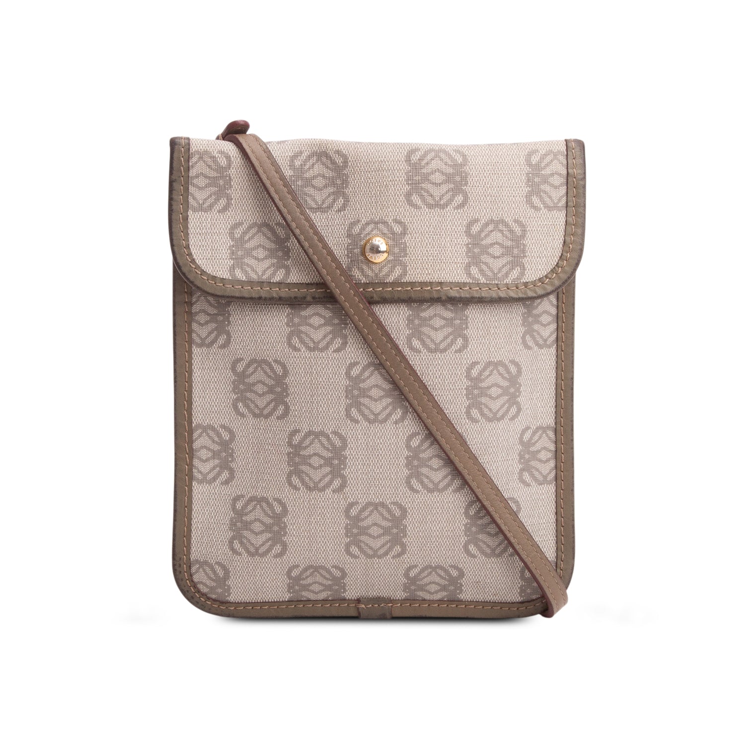 Loewe Beige Anagram Coated Canvas Messenger Bag