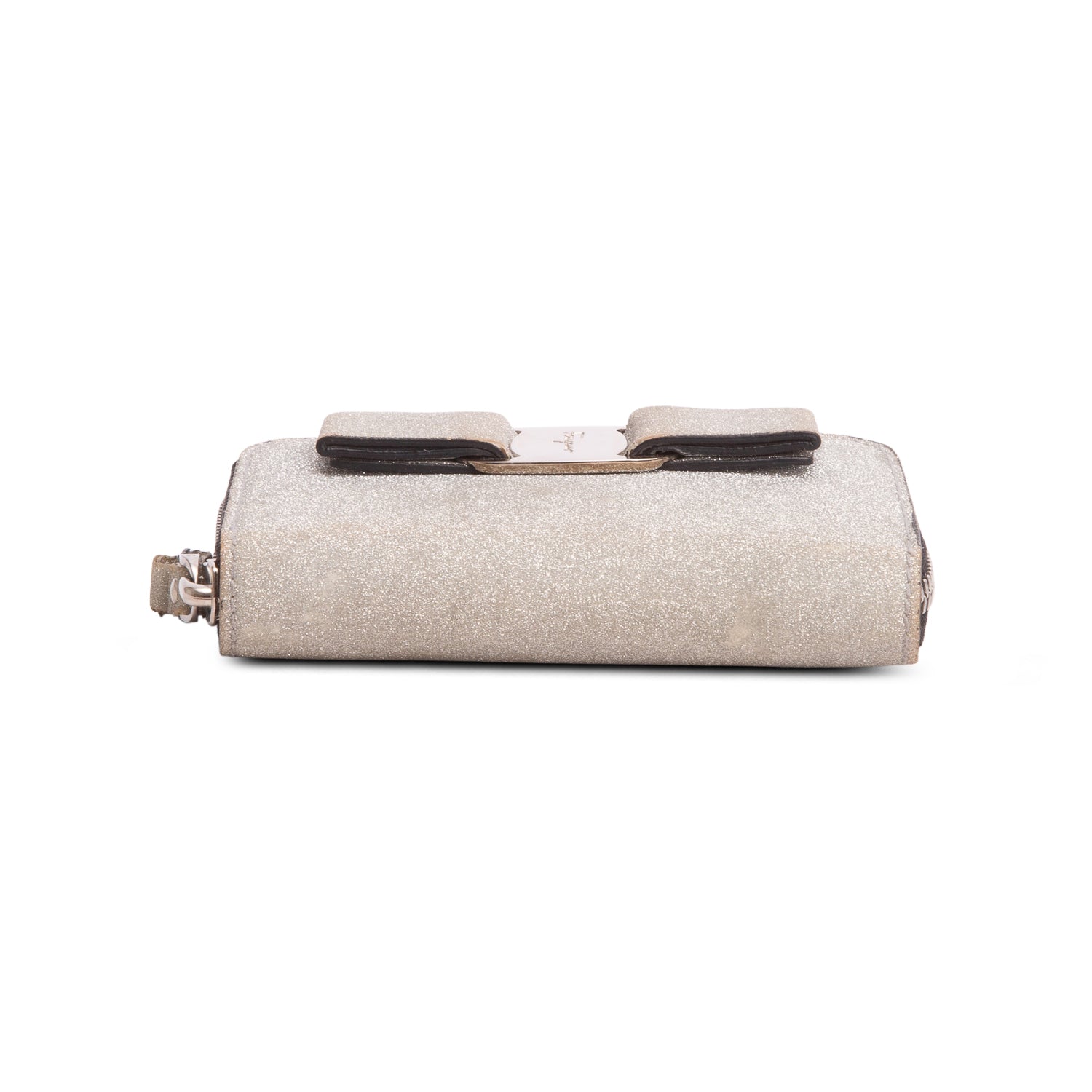 Ferragamo Silver Sparkle Vara Ribbon Coin Case Wallet
