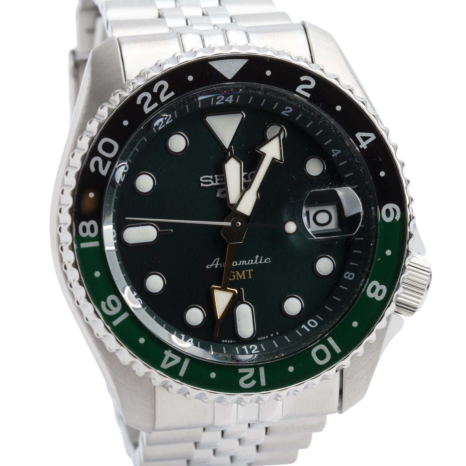 Seiko 2026 Stainless Steel Seiko 5 Sports Series 42 MM Automatic GMT Watch Green Dial SSK035K1 w/ Box & Papers