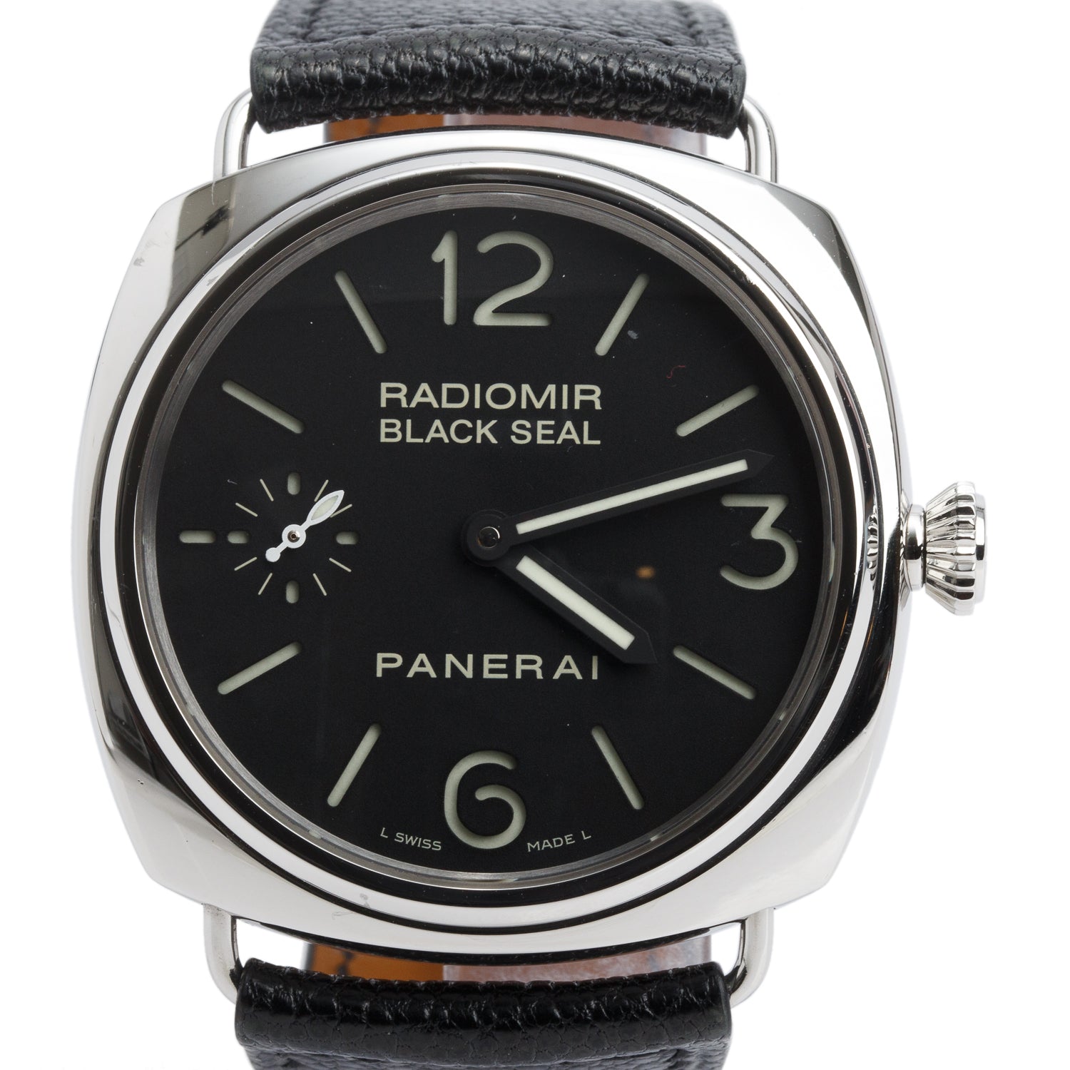 Panerai Stainless Steel Radiomir Black Seal 45 MM Manual Watch Black Dial PAM00183 w/ Box, Papers & Extra Straps
