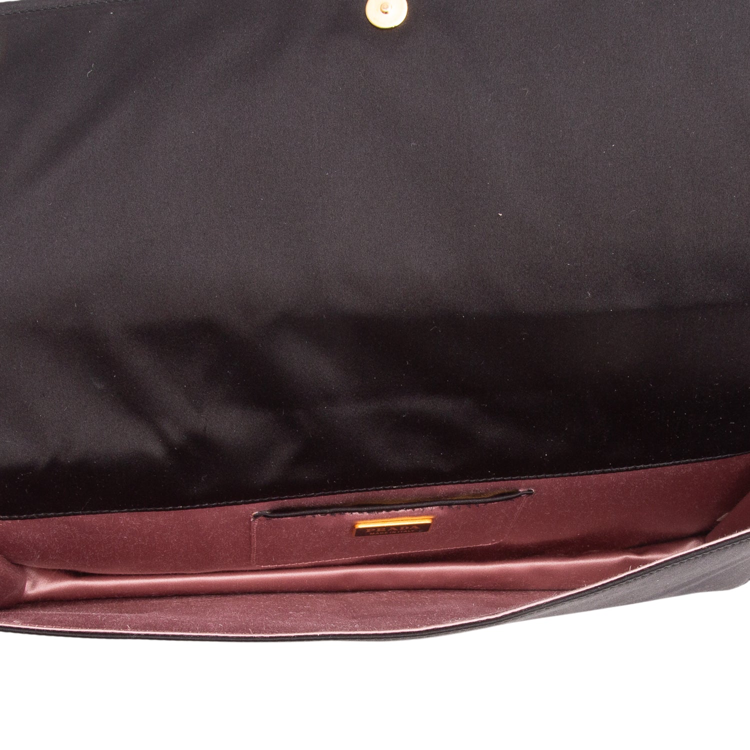 Prada Black Satin Flap Clutch