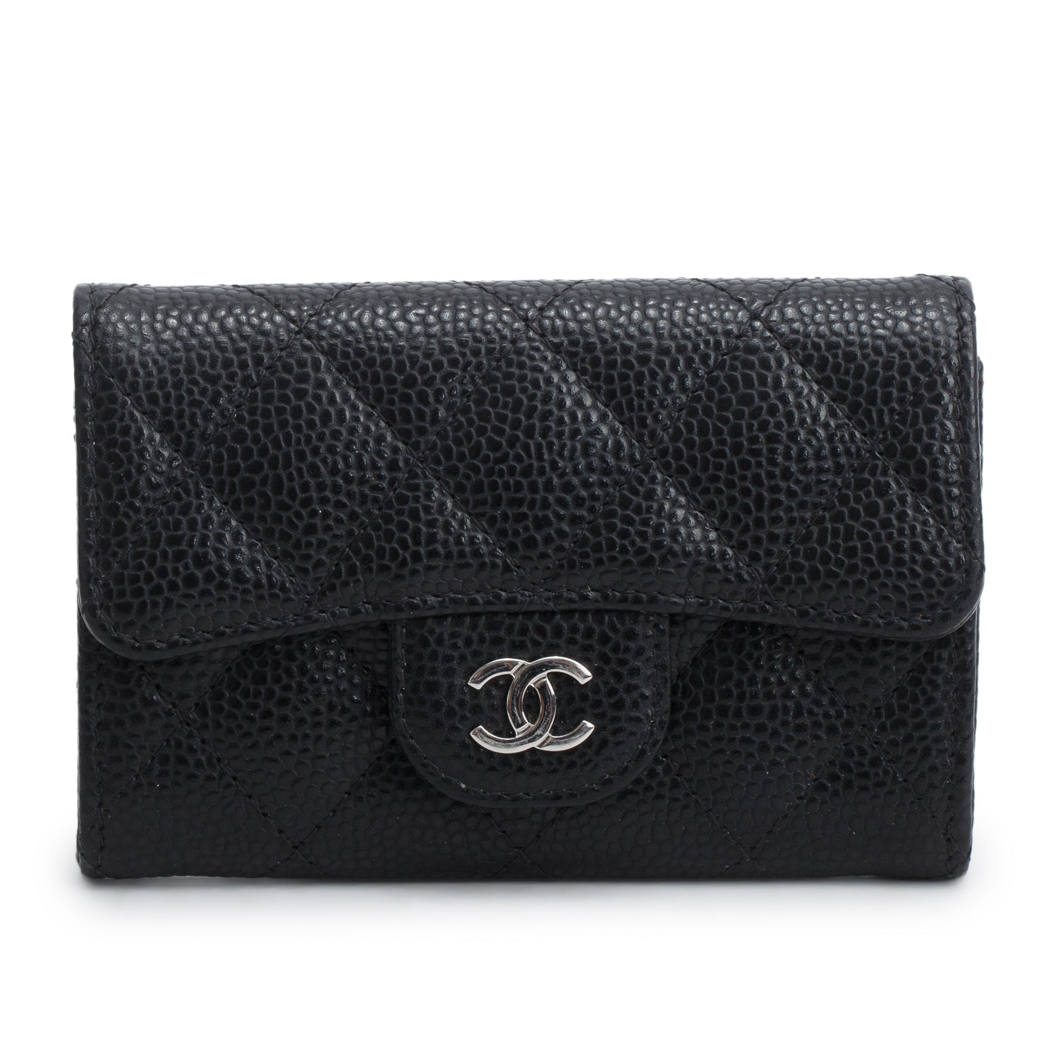 Chanel Black Caviar Leather Classic Flap Card Holder