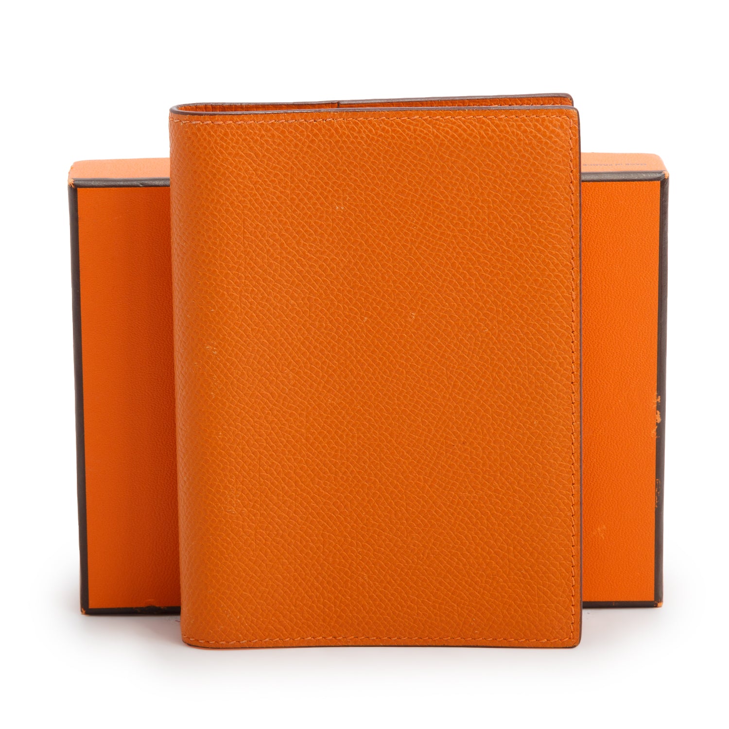 Hermes Orange Swift Leather Globe-Trotter Agenda Cover w/ Box