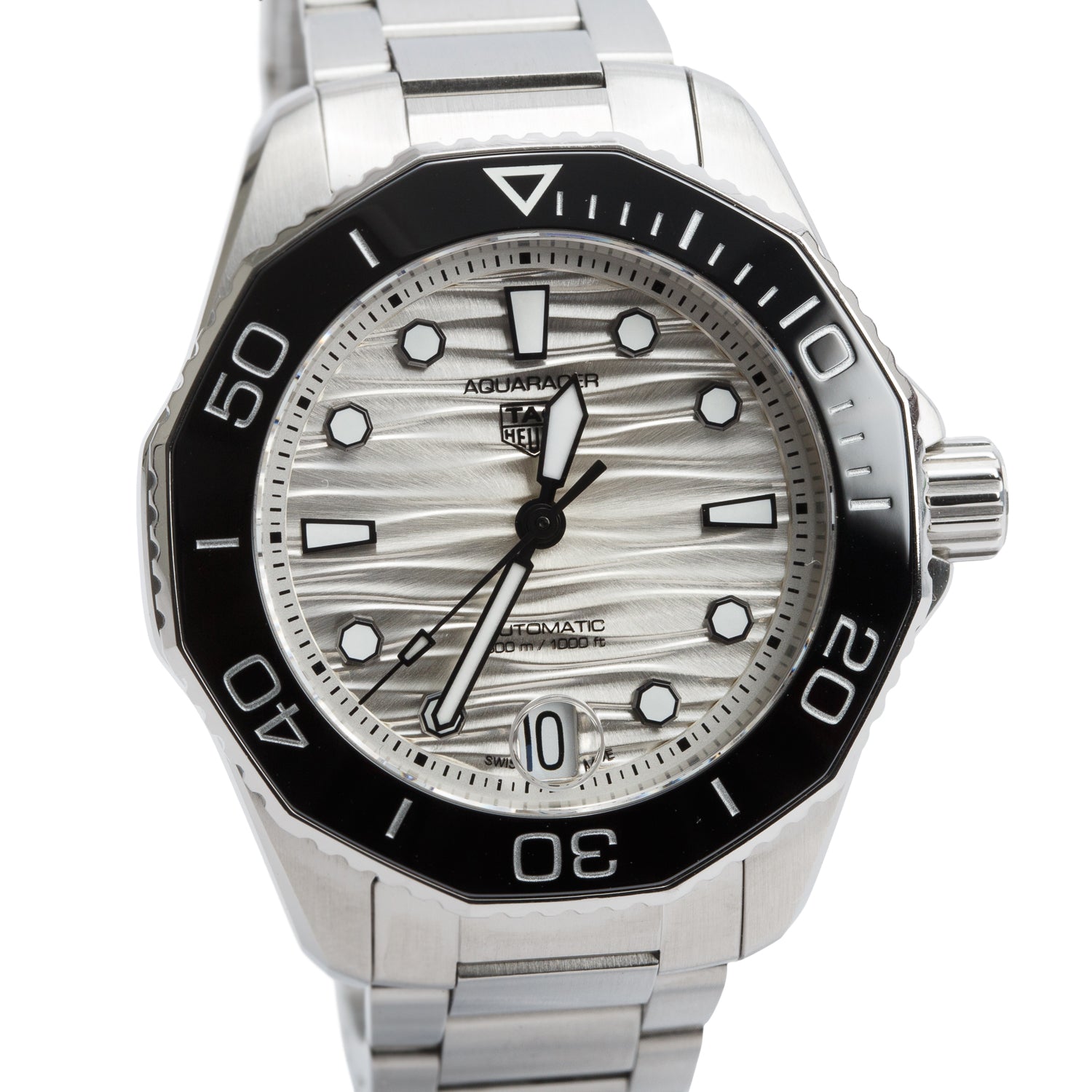 Tag Heuer Stainless Steel Aquaracer Professional 300M 36 MM Automatic Watch Silver Dial WBP231C