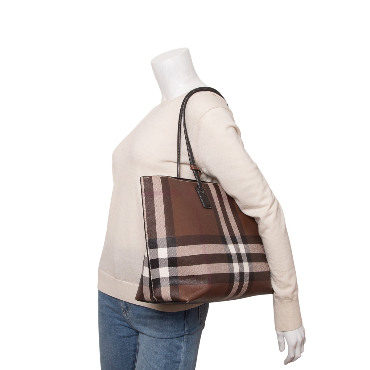 Burberry Brown Check Coated Canvas Medium Tote