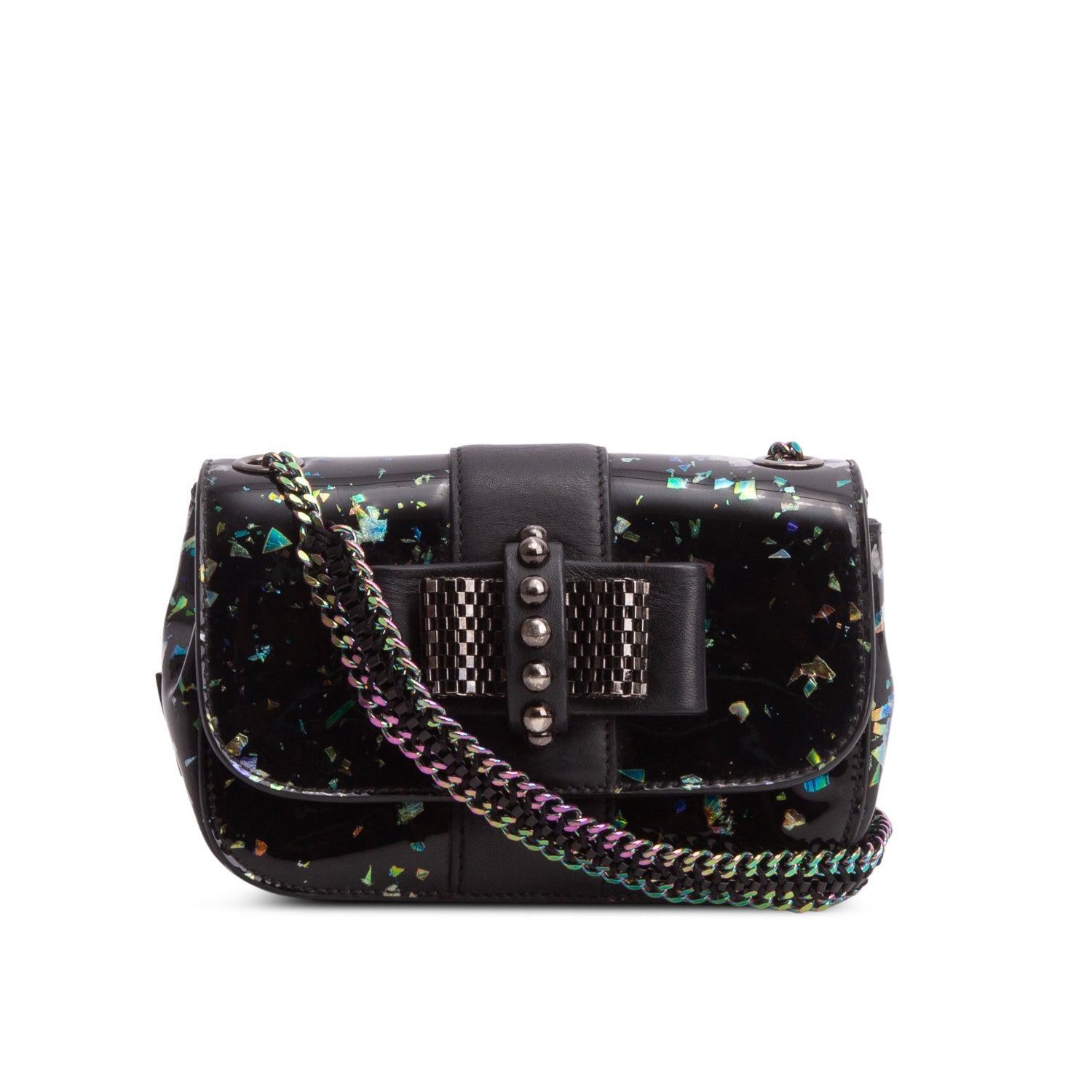 Christian Louboutin Black Patent Leather Iridescent Mini Sweet Cherry Bag