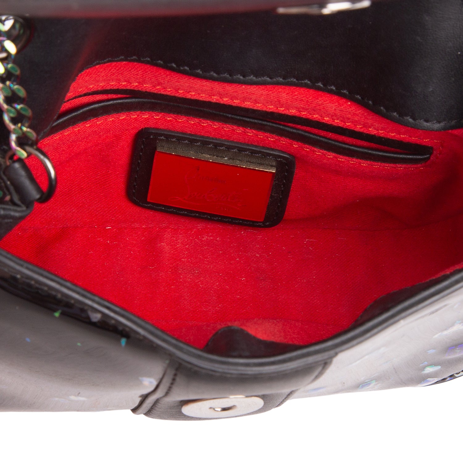 Christian Louboutin Black Patent Leather Iridescent Mini Sweet Cherry Bag