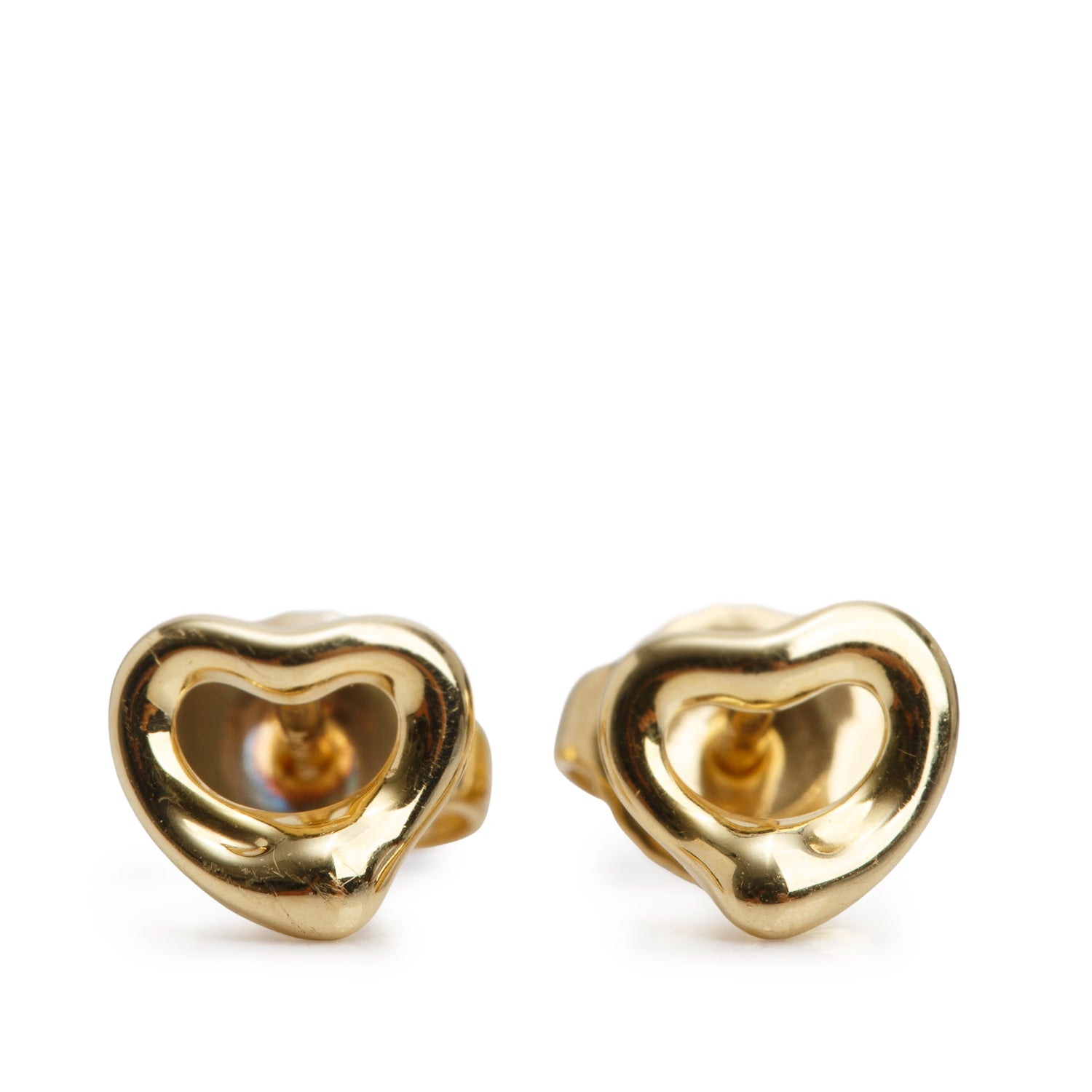 Tiffany & Co. Elsa Peretti 18k Yellow Gold Open Heart Stud Earrings, 7 MM w/ Box