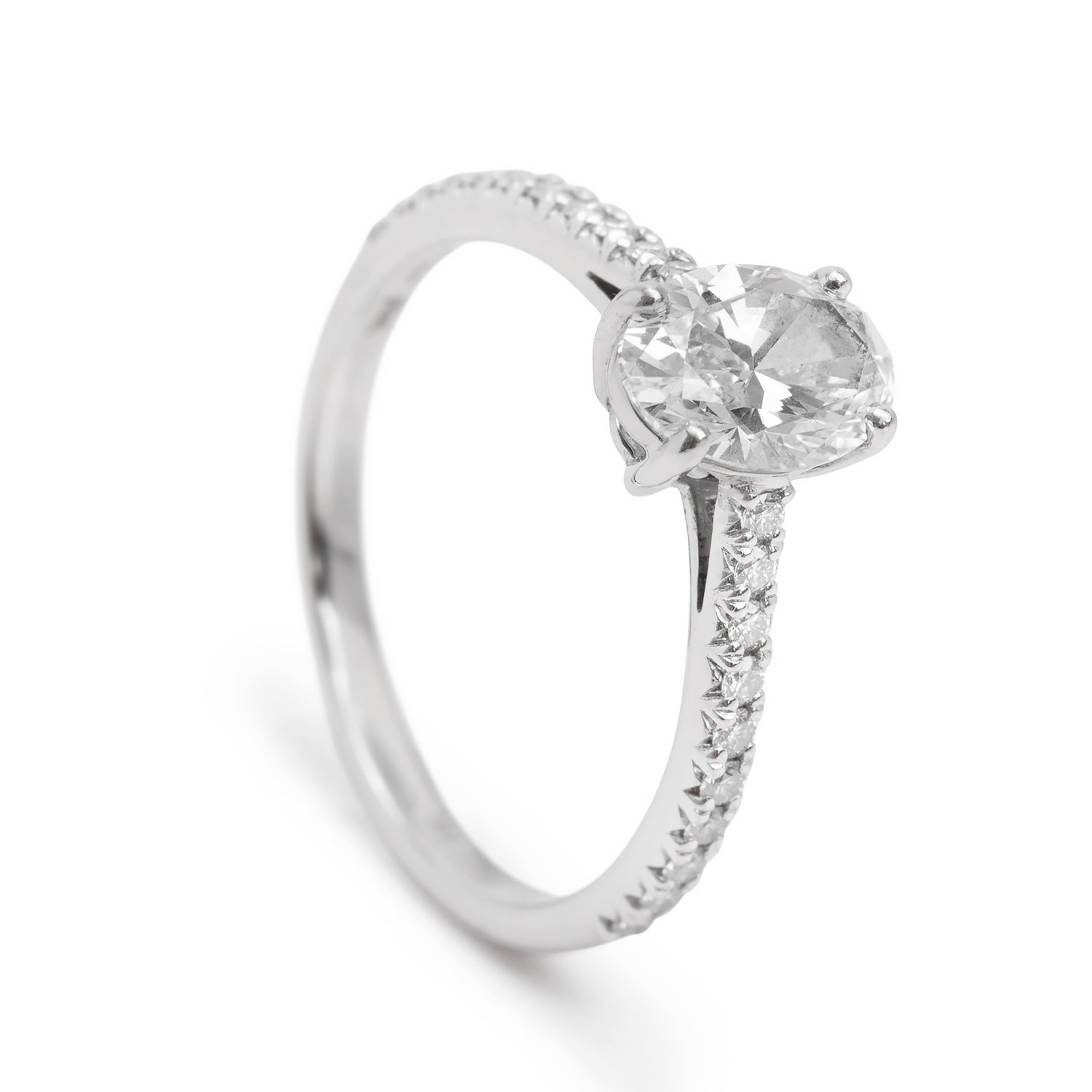 Tiffany & Co. 2023 Platinum 1.00 ct. Oval Cut Diamond Novo Engagement Ring, Size 6 w/ Box & Paperwork
