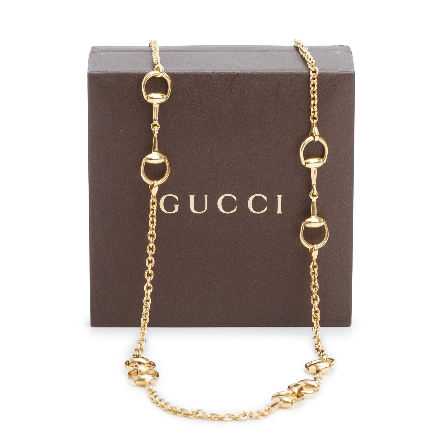 Gucci 18k Yellow Gold Horsebit Chain Necklace w/ Box